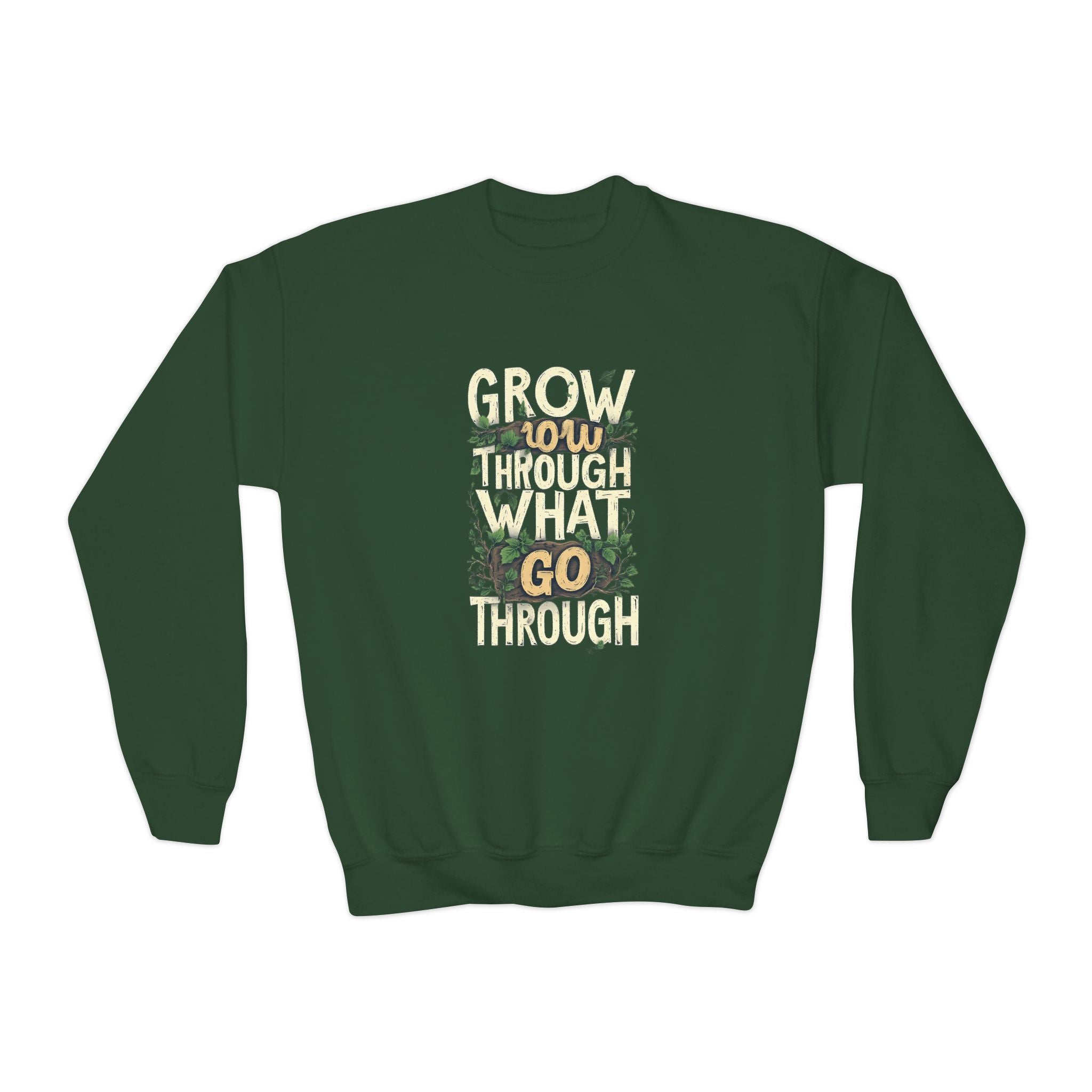 Youth Crewneck "Grow Slow, Go Far" Floral Sweatshirt