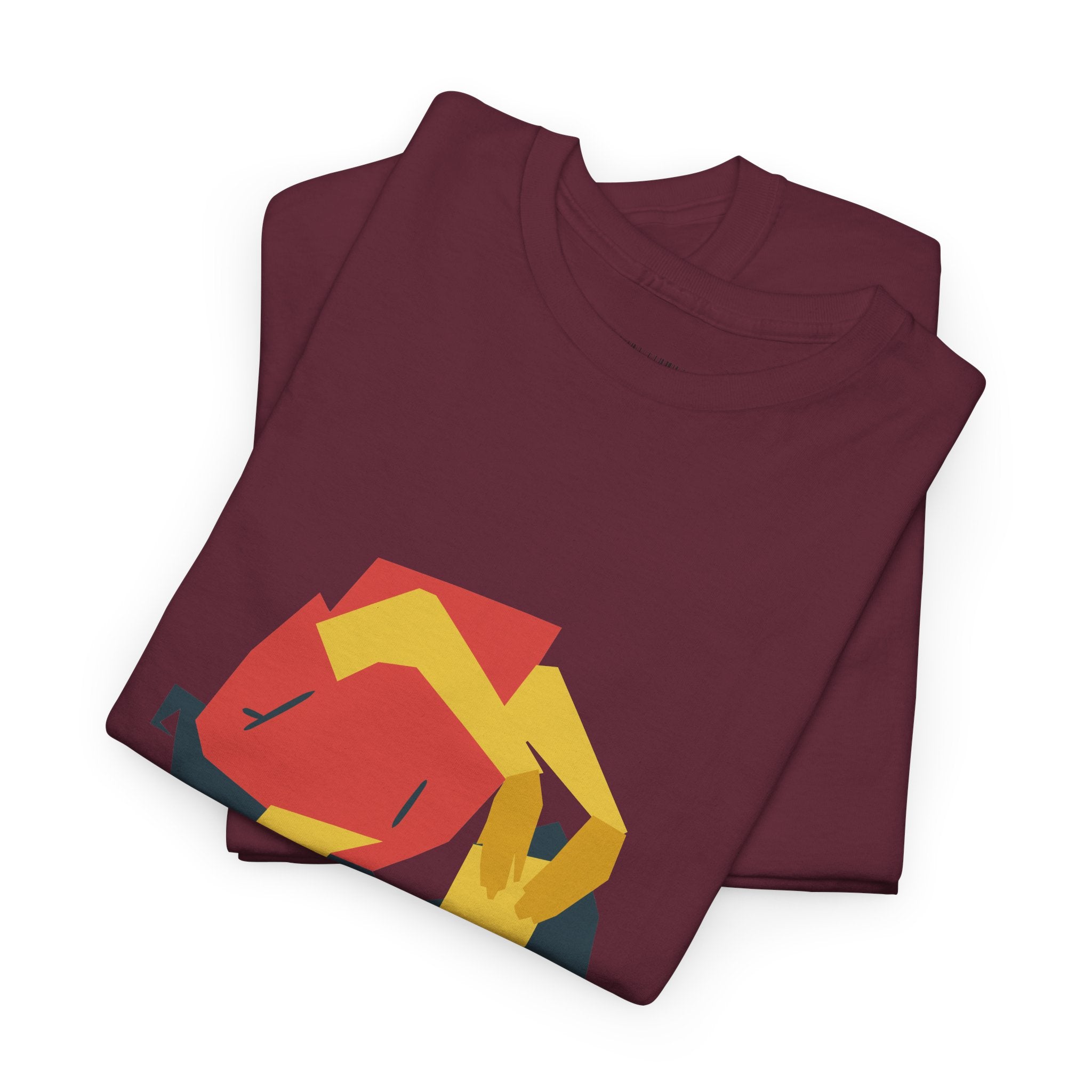 Geometric Fox Tee — Stylized Red & Yellow Fox Illustration T-Shirt