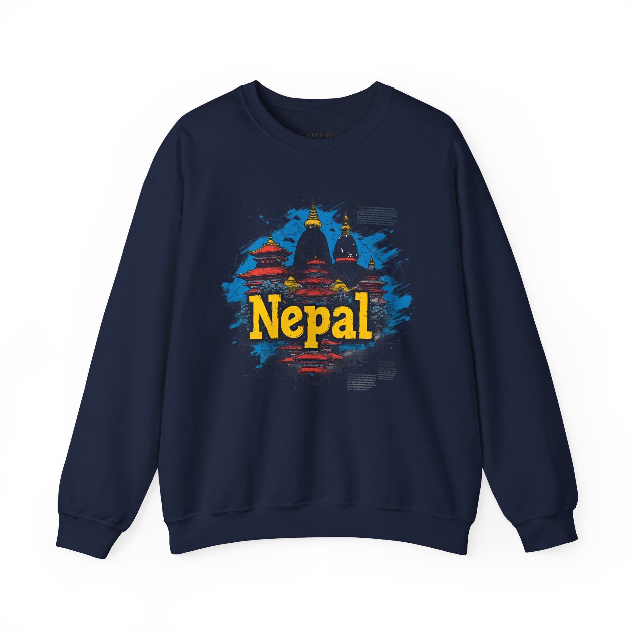 Nepal Landmark Crewneck Sweatshirt – Vintage Kathmandu Stupa Travel Pullover