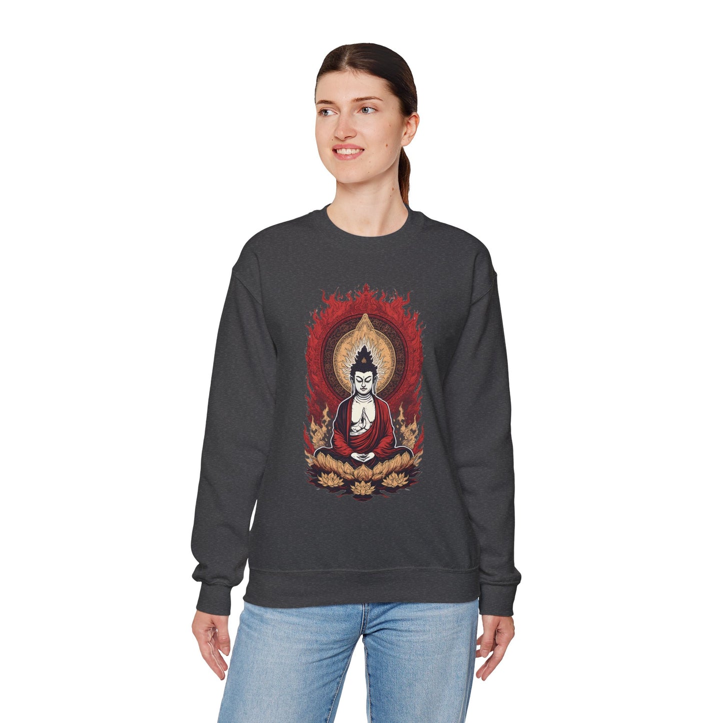 Buddha Lotus Flame Crewneck Sweatshirt