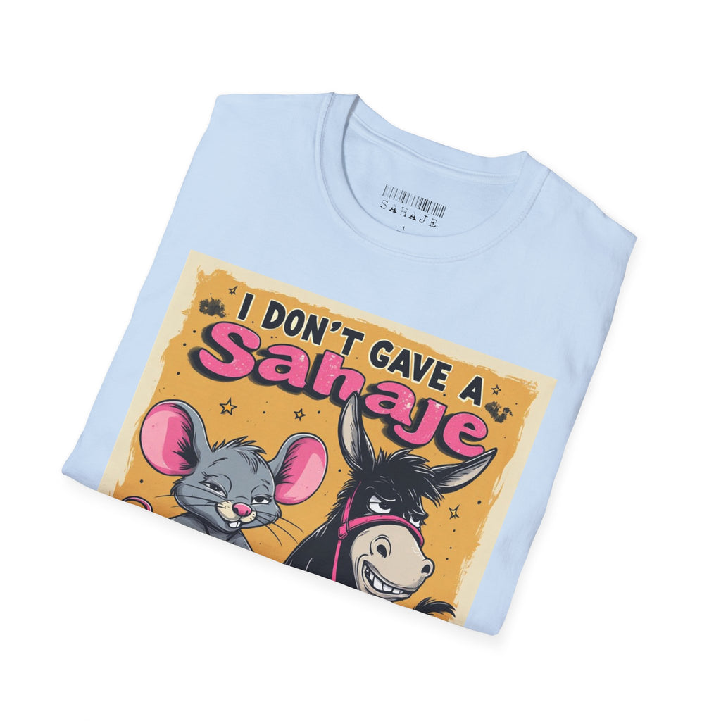 Don’t Give a Satrage T-Shirt — Funny Mouse & Donkey Cartoon Tee
