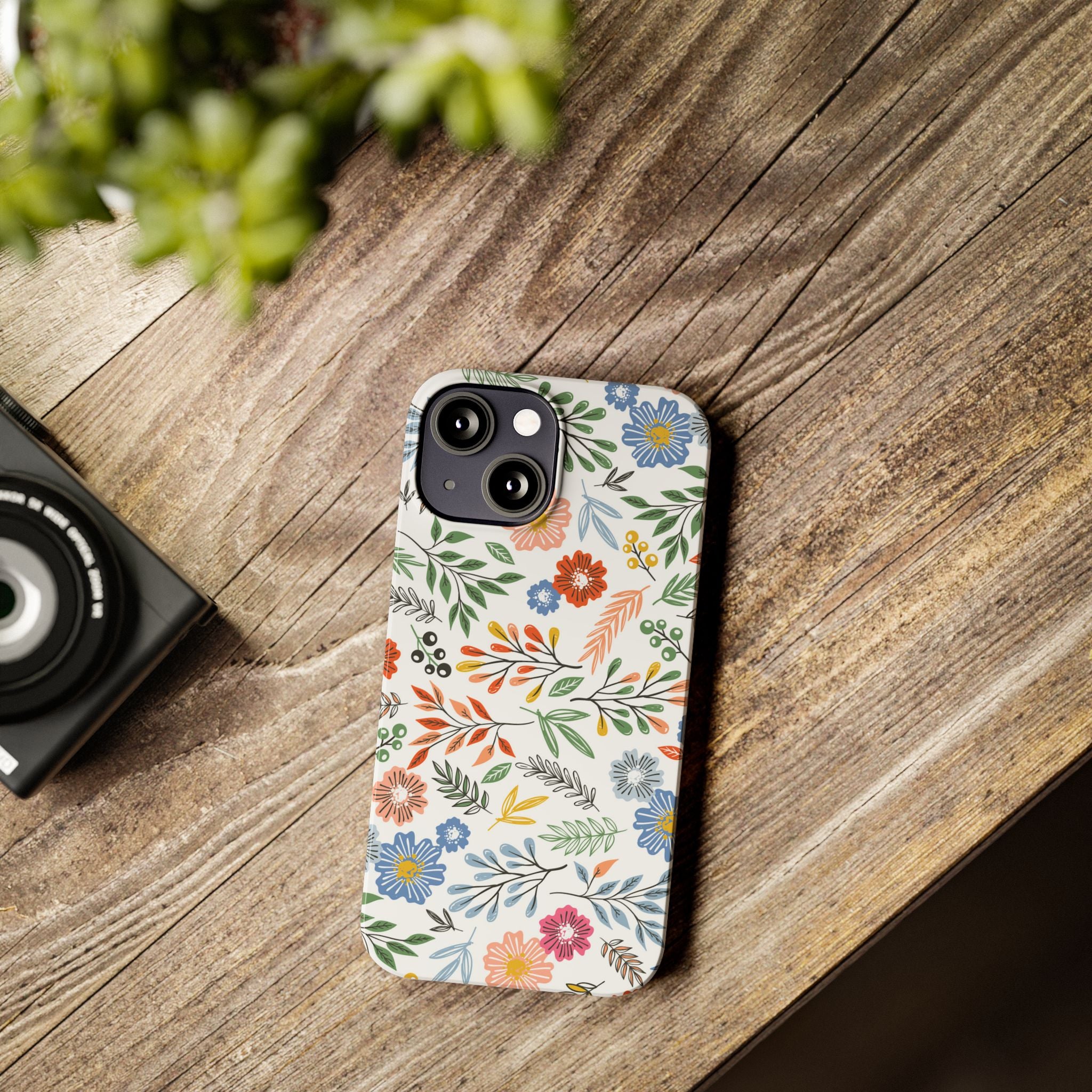 Slim Floral Phone Case — Colorful Hand-Drawn Wildflower Design