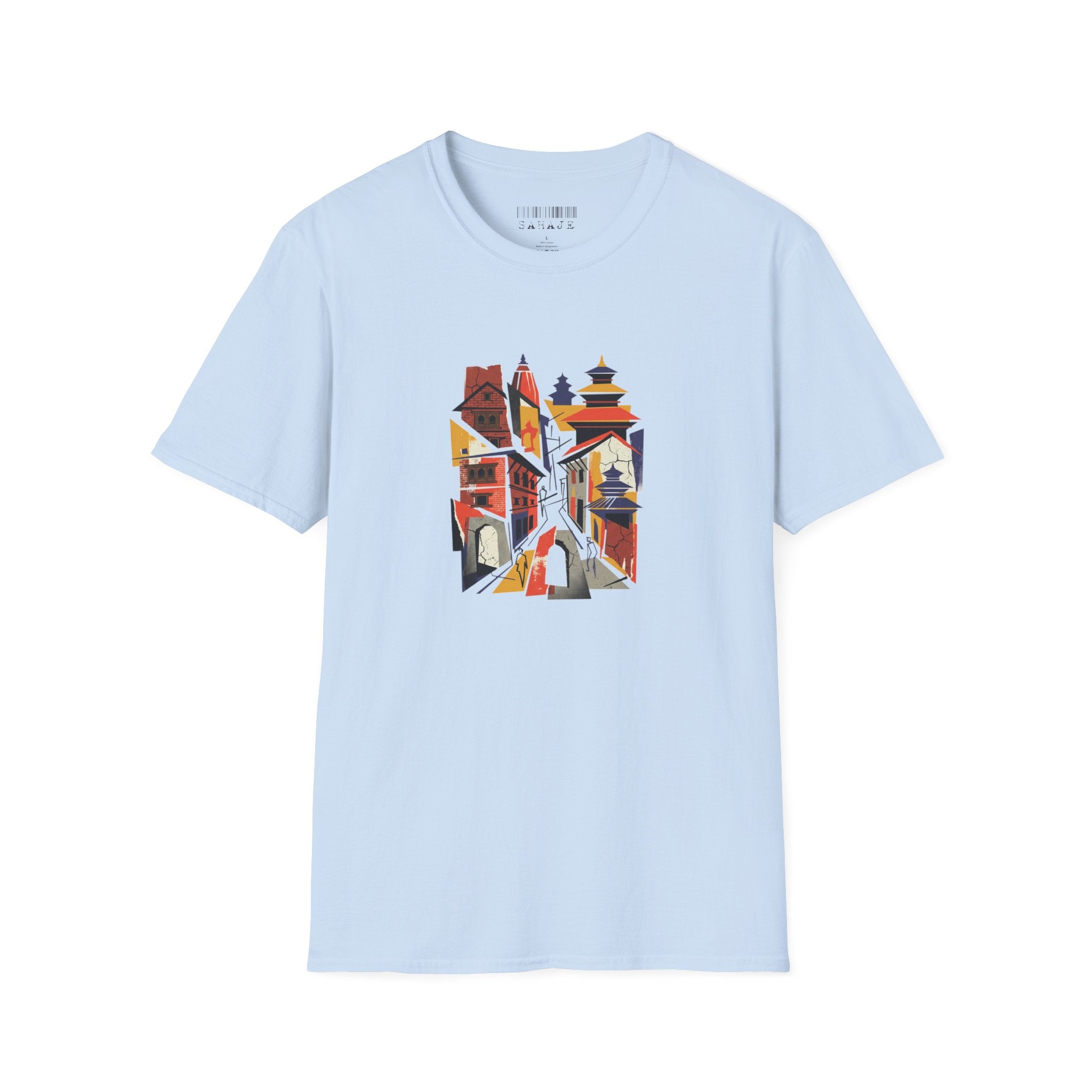 Cityscape Art Tee — Abstract Urban Alley Illustration T-Shirt