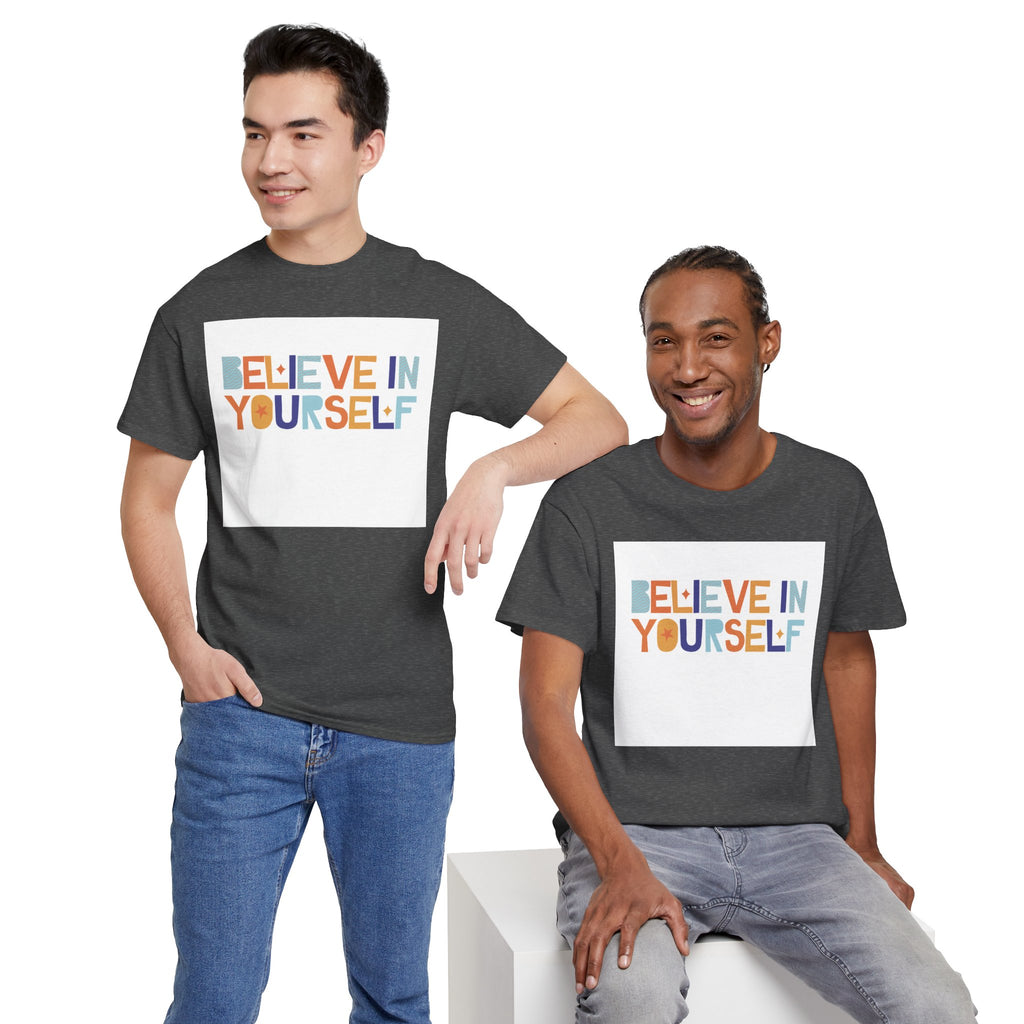 T-Shirt — "Believe in Yourself" Colorful Retro Motivational Tee