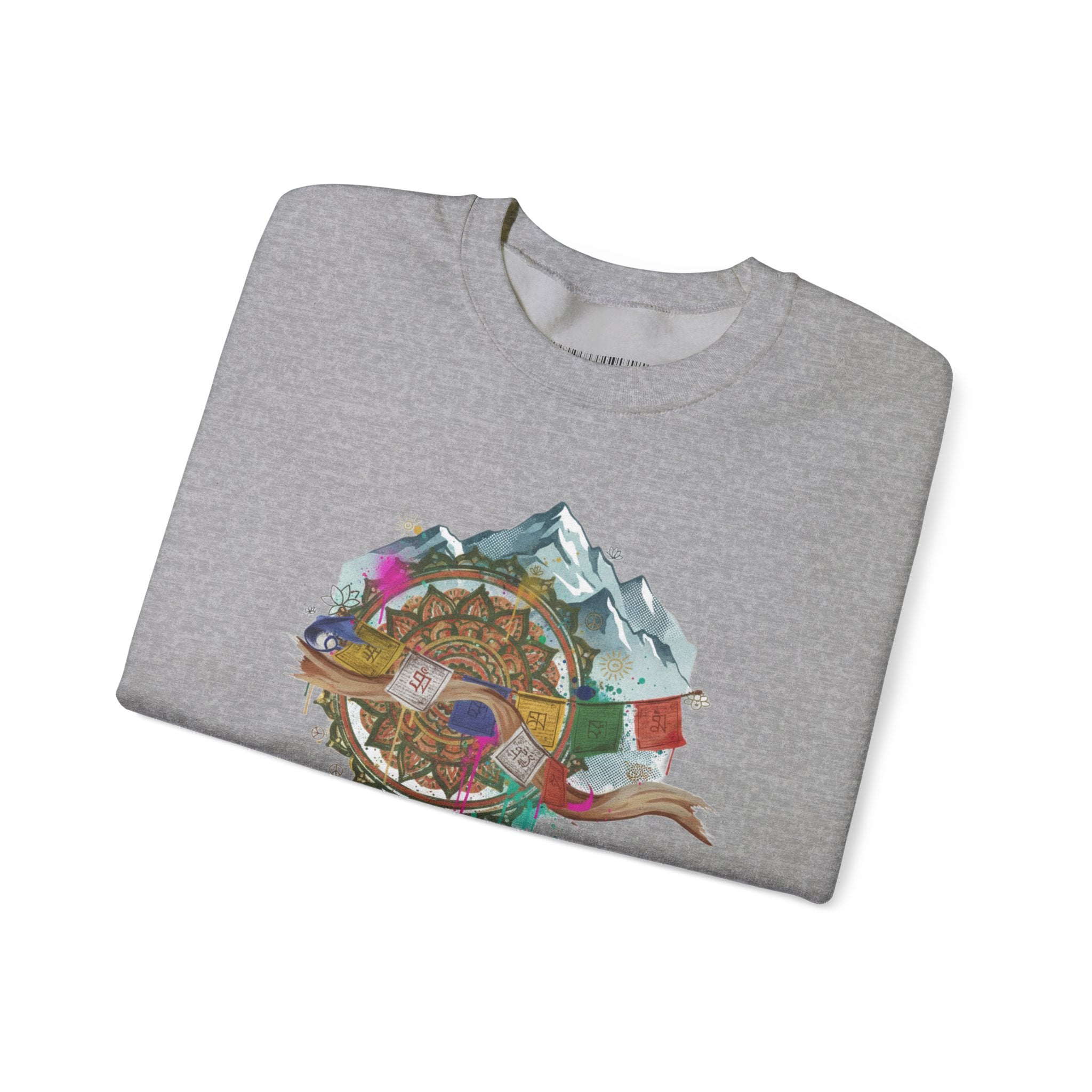 Adventure Mountain Crewneck Sweatshirt — Colorful Hiking Compass & Peaks Design