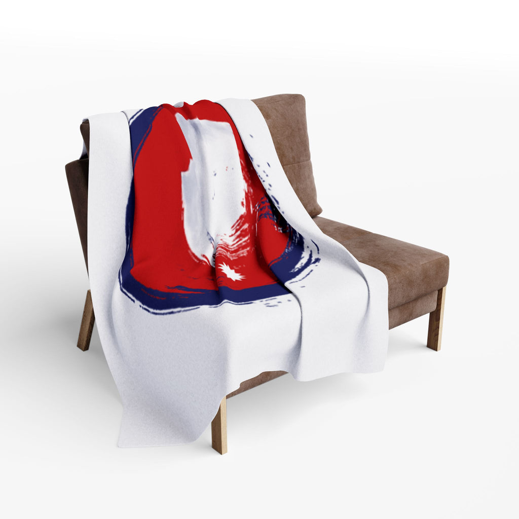 Fleece Blanket — Nepal Flag Brush Stroke Circle Design