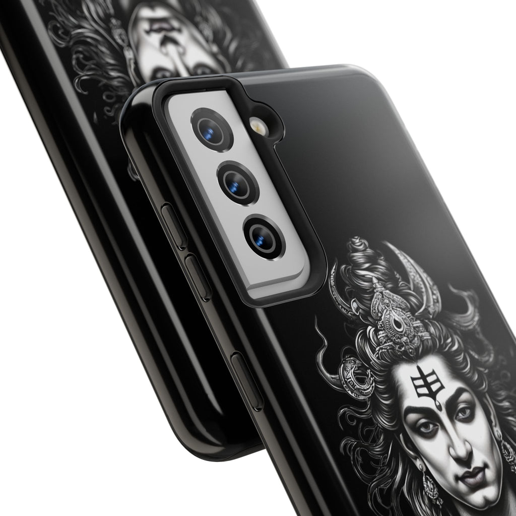 Phone Case — Intricate Lord Shiva Illustration on Black Tough Case