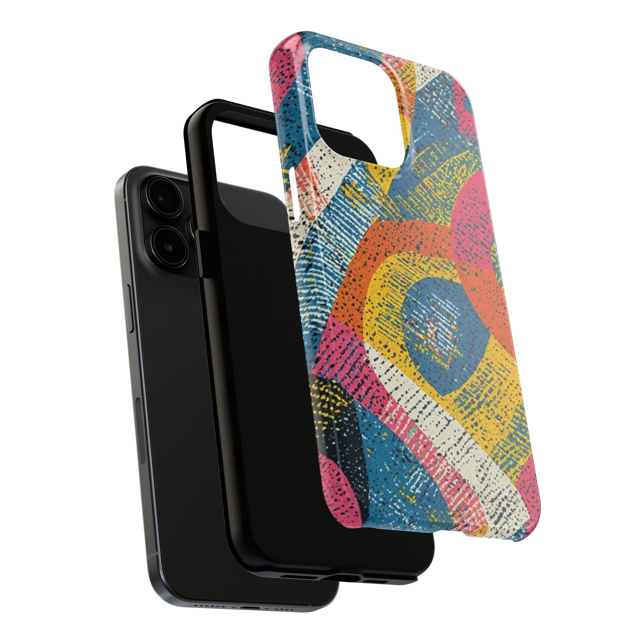 Bold Retro Abstract Tough Phone Case — Colorful Geometric Protective Cover