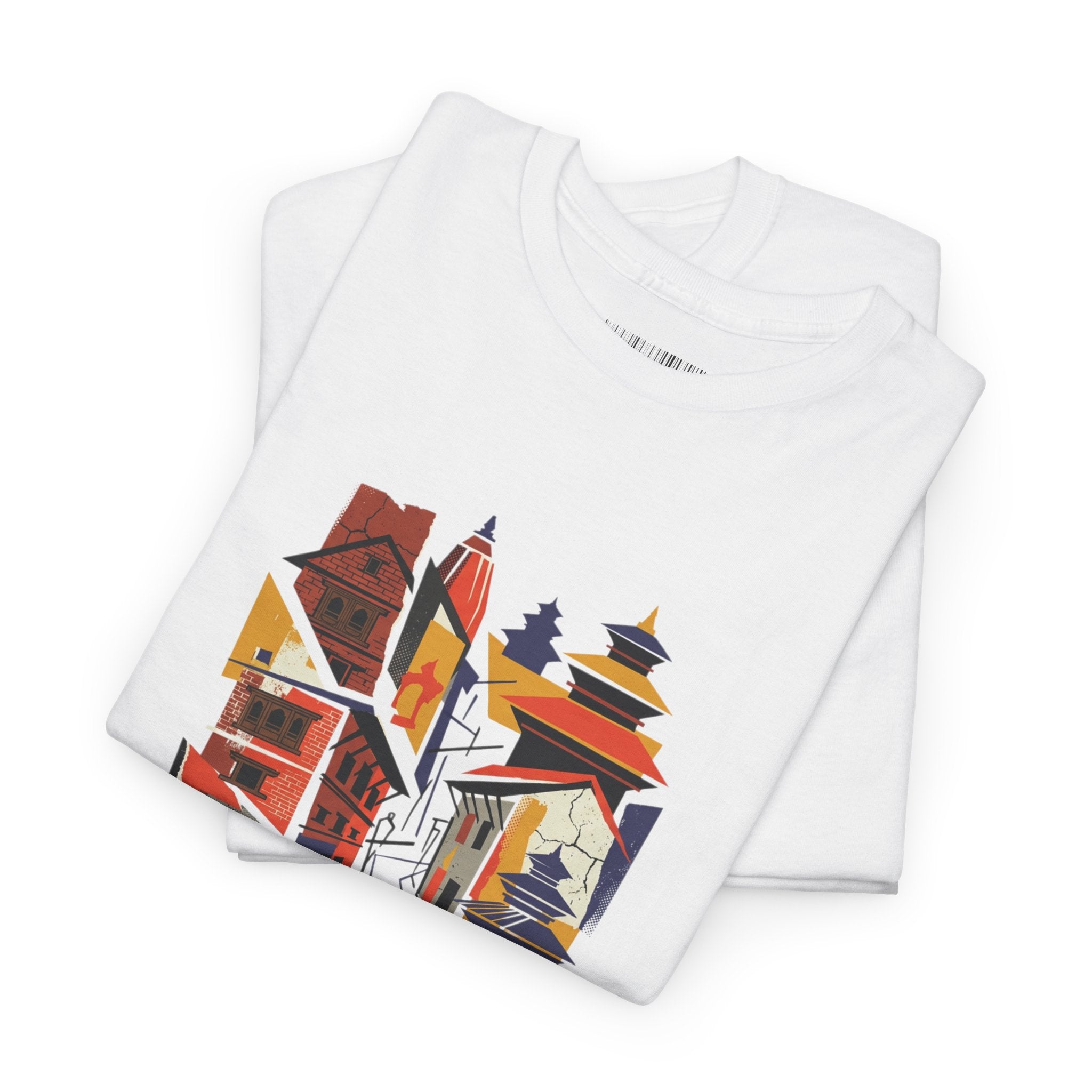 Cityscape Abstract Tee — Colorful Urban Architecture Graphic T‑Shirt
