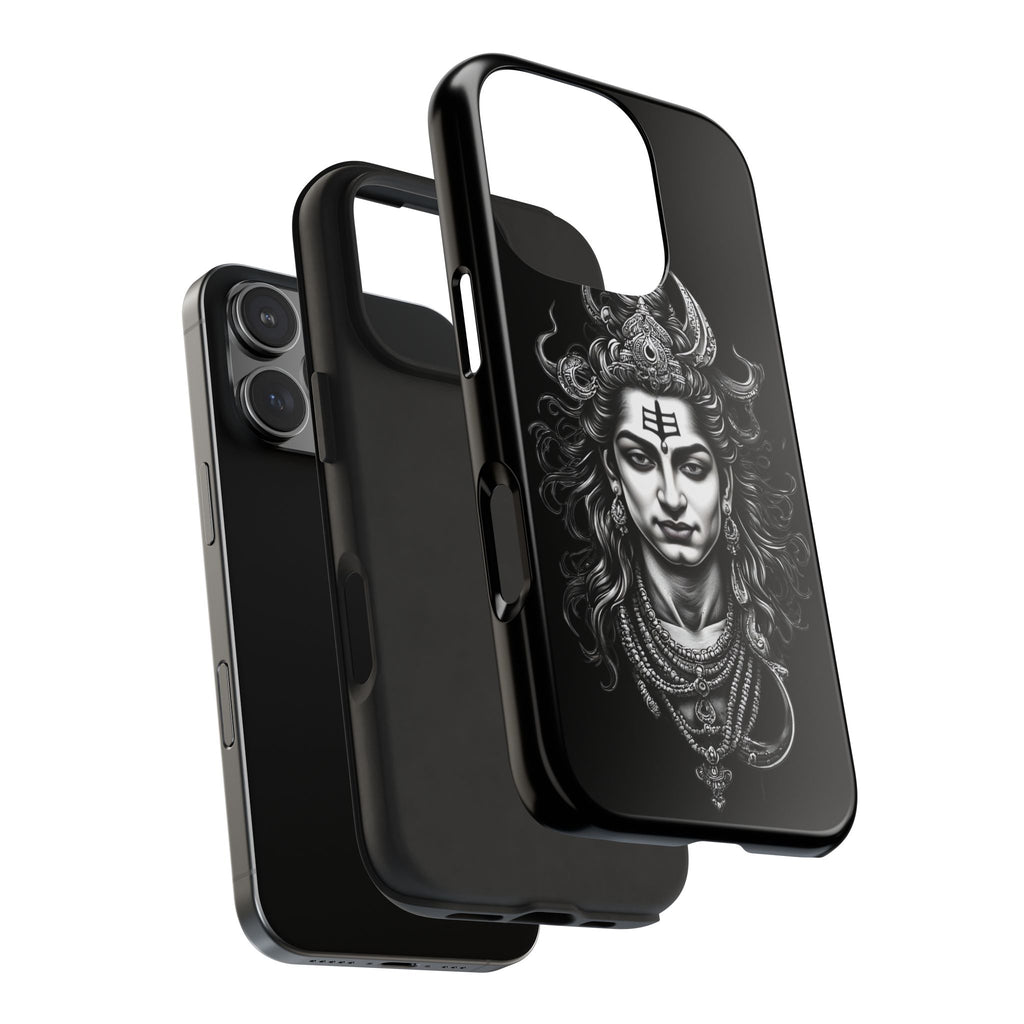 Phone Case — Intricate Lord Shiva Illustration on Black Tough Case