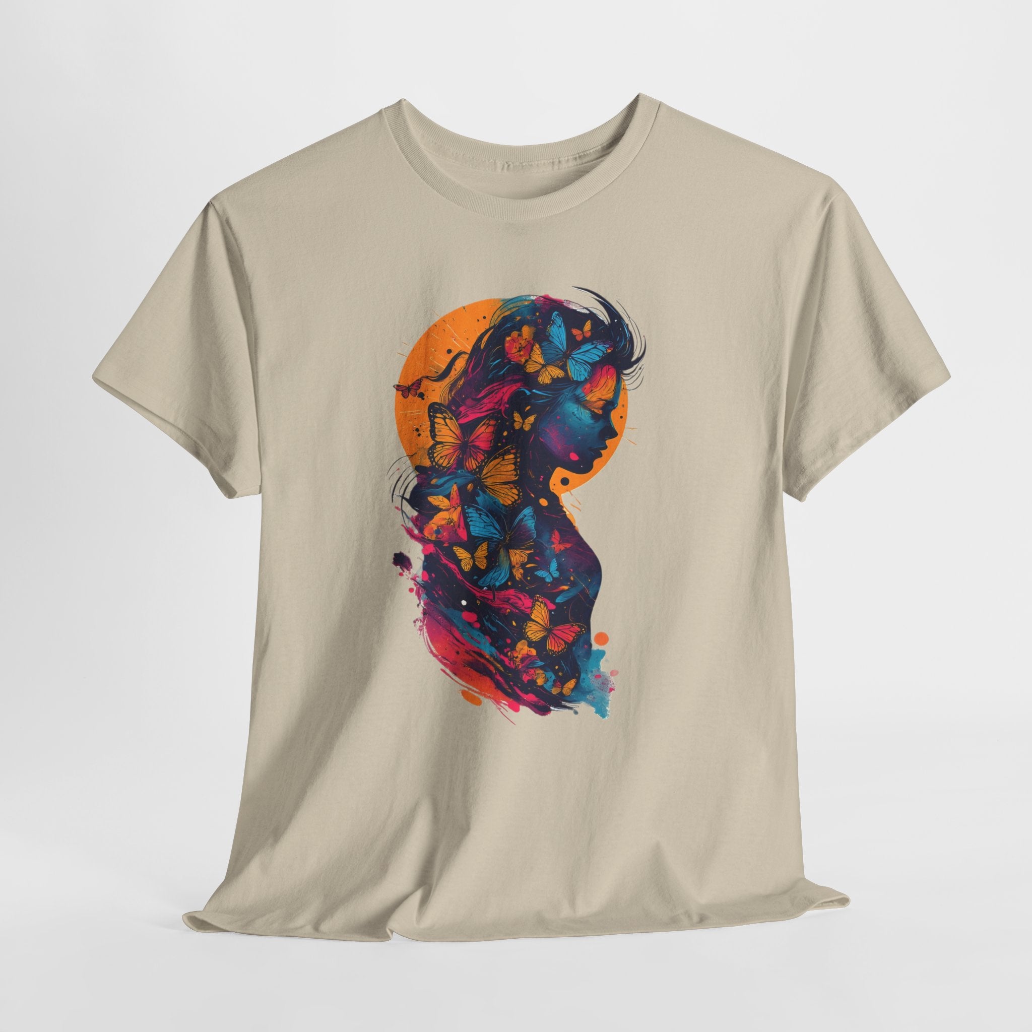 Butterfly Silhouette Graphic Tee — Colorful Maternity Profile Design
