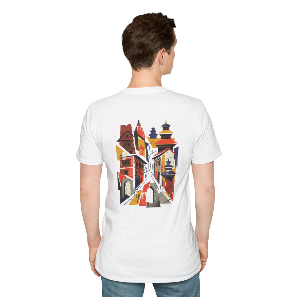Nepal Street Scene T-Shirt — Colorful Kathmandu Illustration Tee