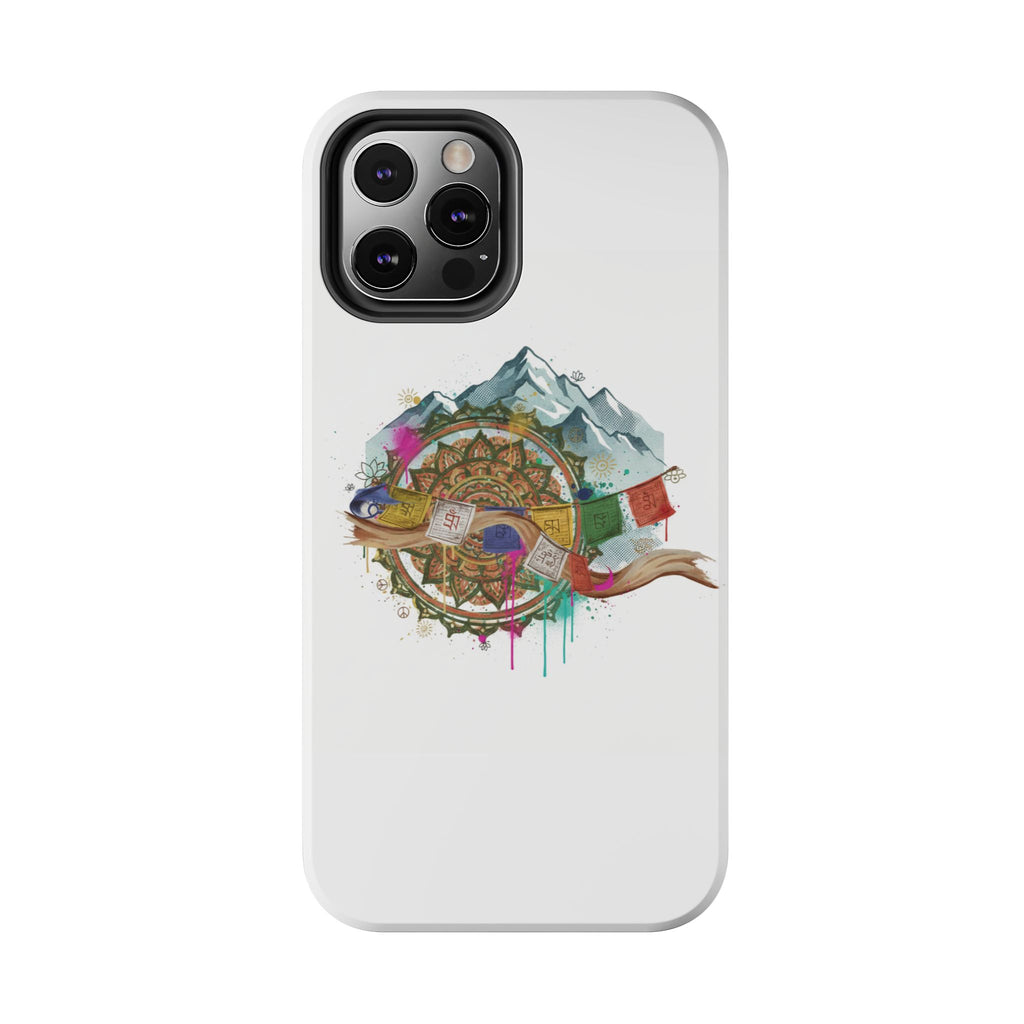 Mountain Compass Tough Phone Case with Prayer Flags & Fish Design