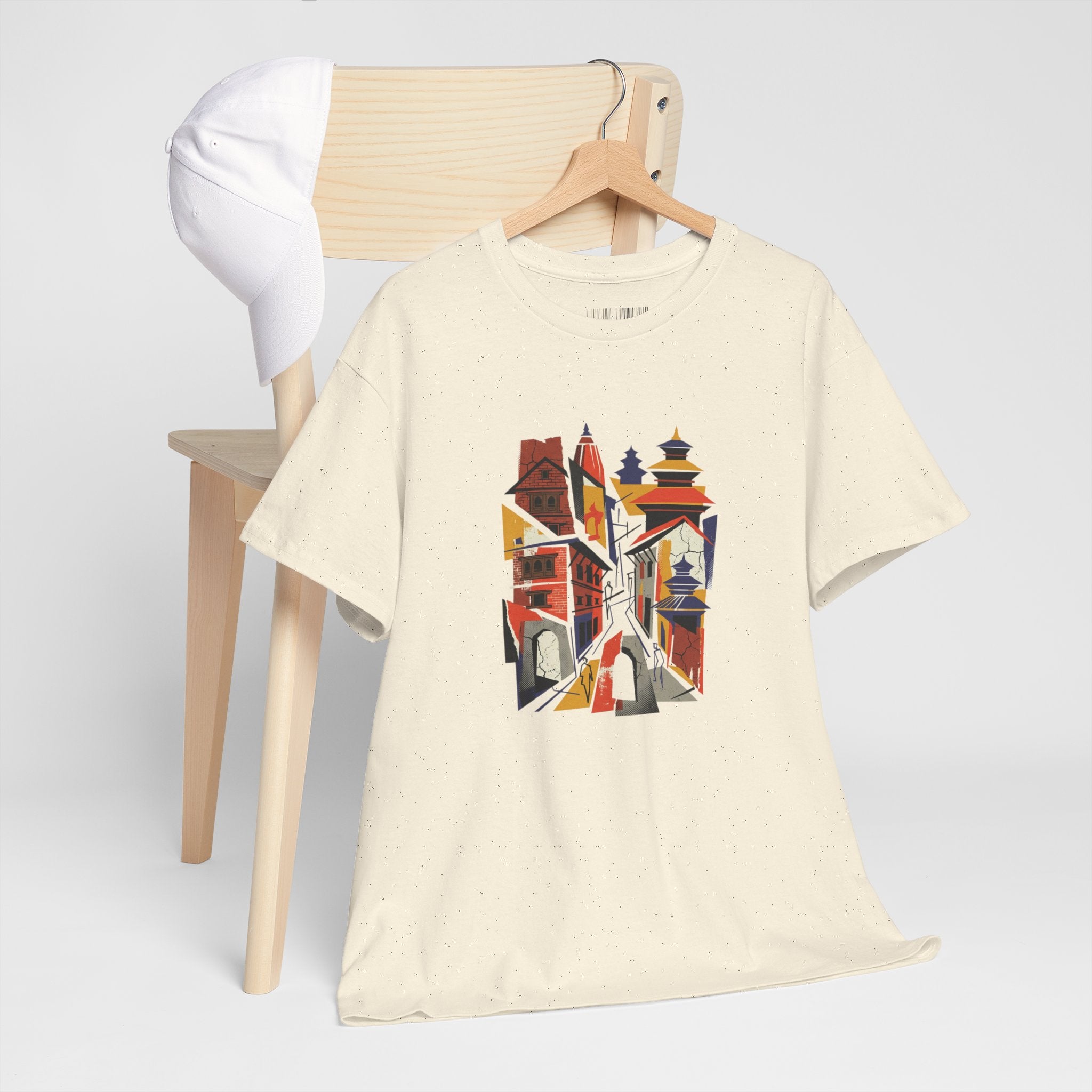 Cityscape Abstract Tee — Colorful Urban Architecture Graphic T‑Shirt
