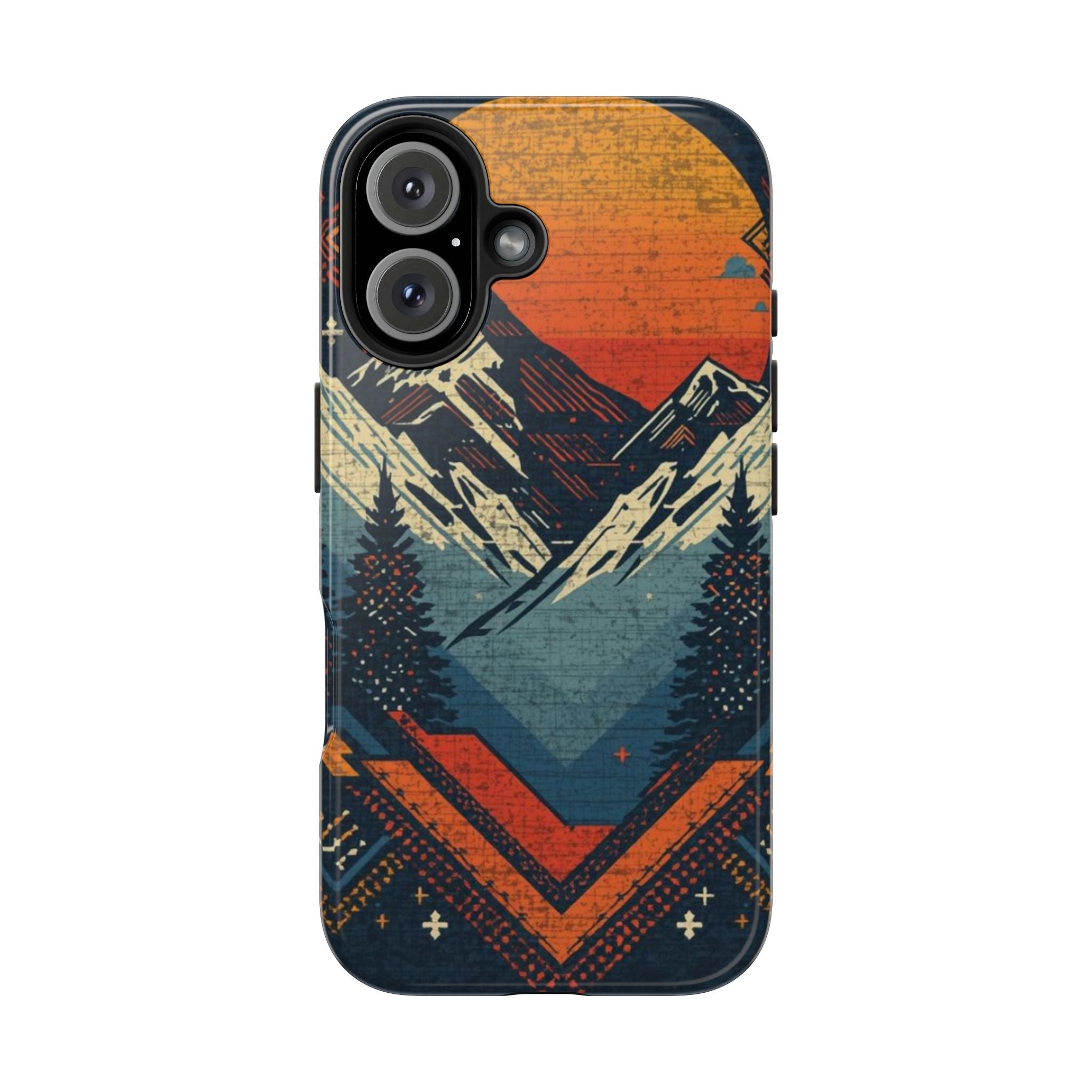 Tough Phone Case — Retro Mountain Sunset Design