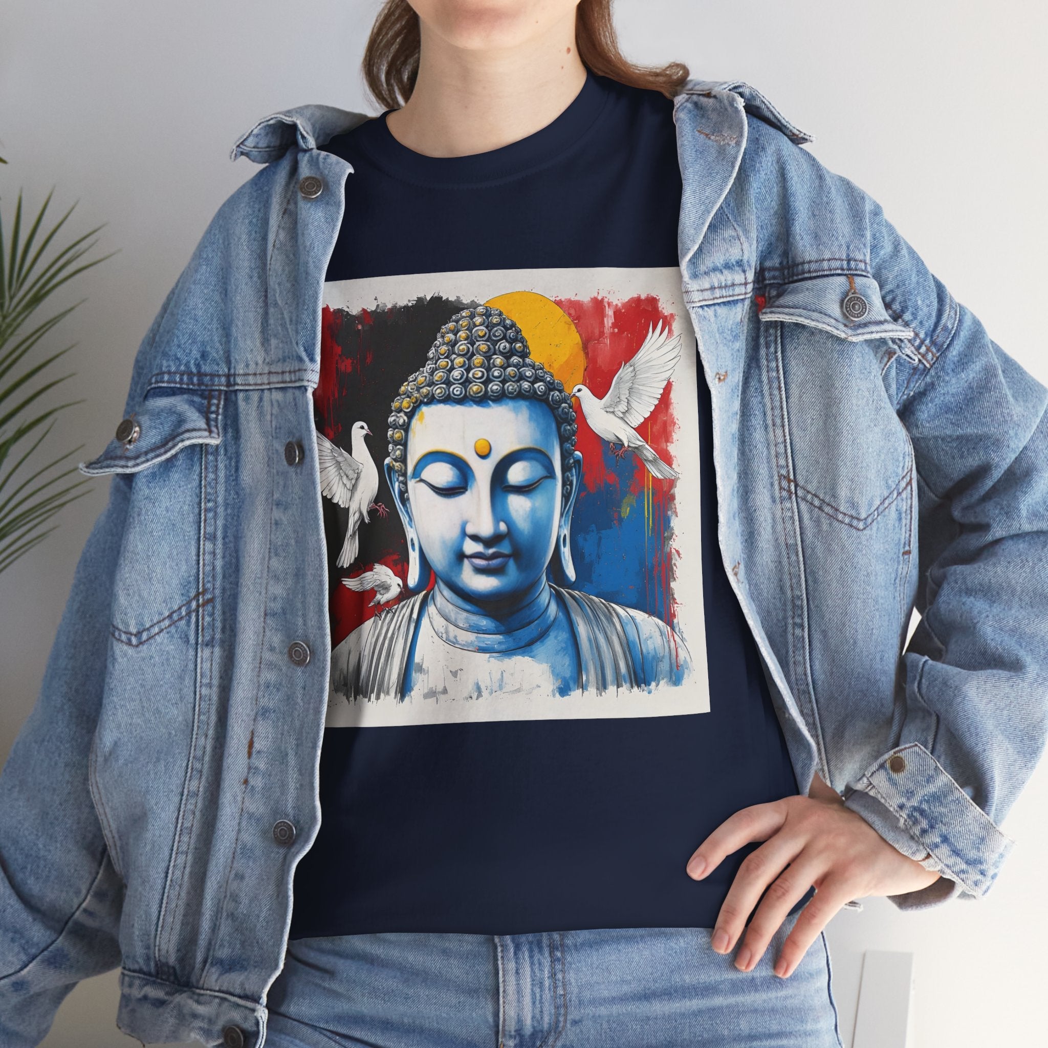 Buddha Peace Tee — Colorful Buddha & Doves Graphic T-Shirt