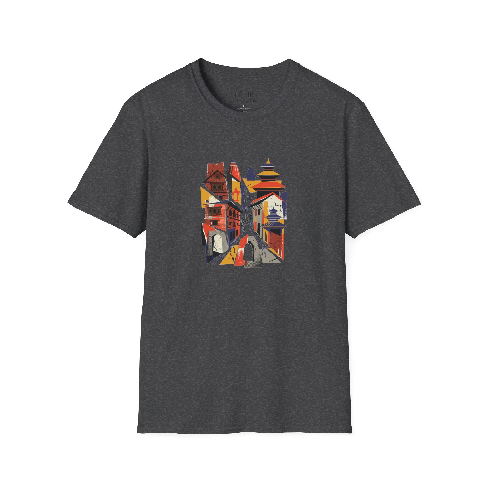 Cityscape Art Tee — Abstract Urban Alley Illustration T-Shirt