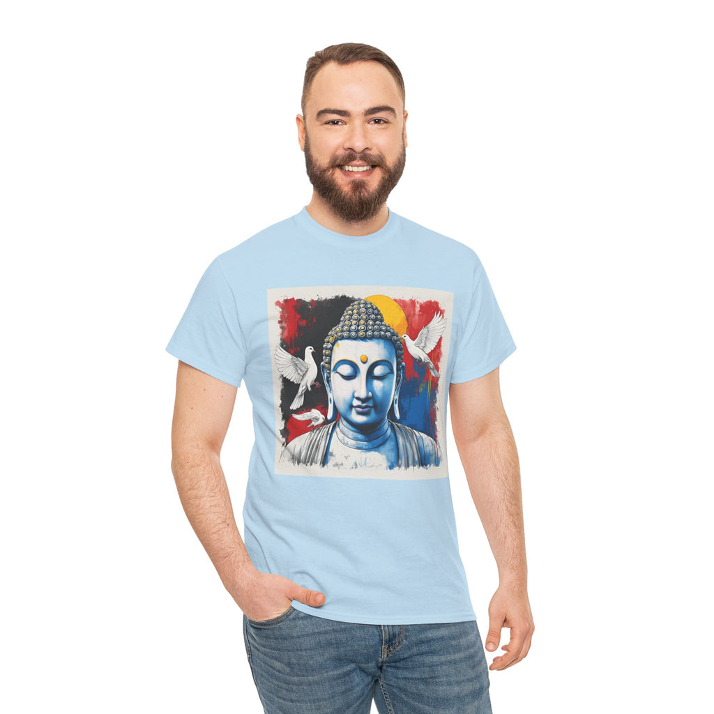 Buddha Peace Tee — Colorful Buddha & Doves Graphic T-Shirt