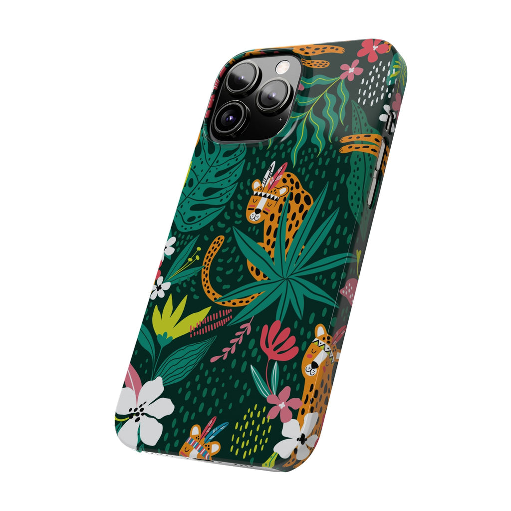 Slim Phone Case — Tropical Jungle Leopard Floral Pattern (Slim Protective Phone Cover)