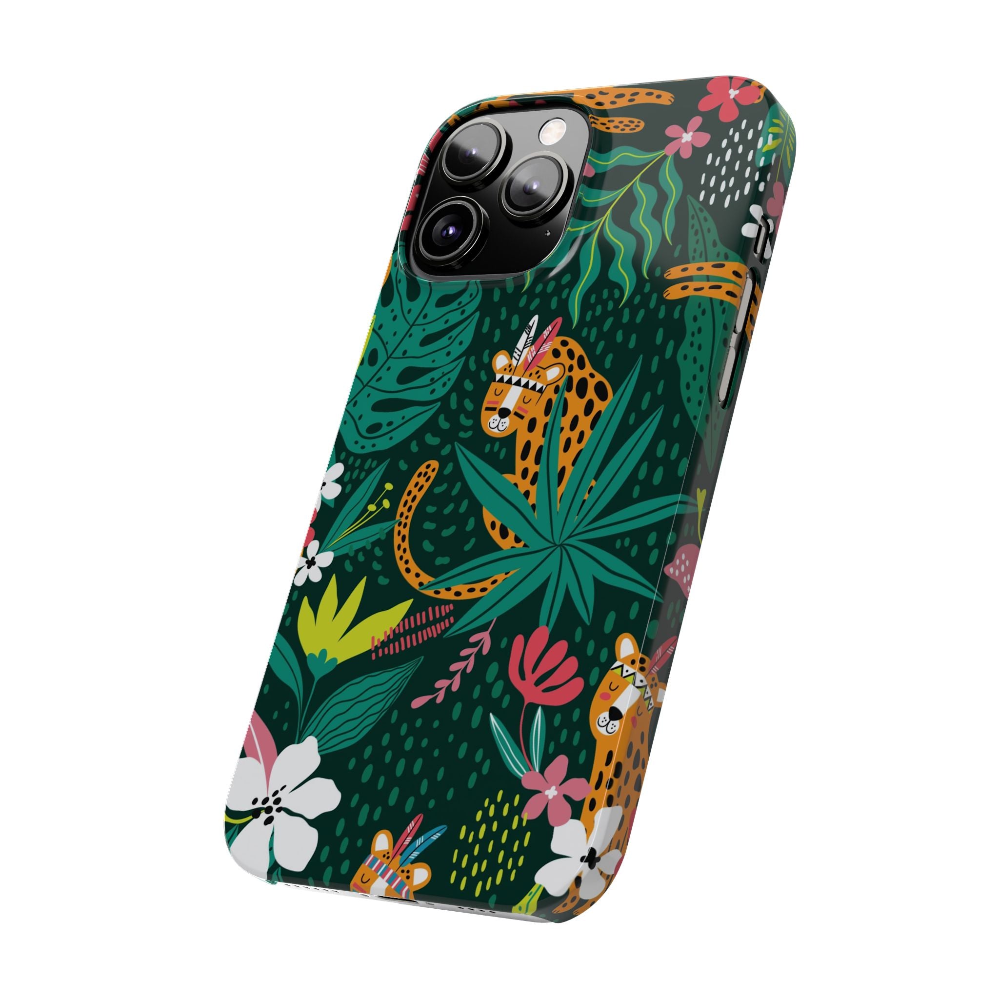 Slim Phone Case — Tropical Jungle Leopard Floral Pattern (Slim Protective Phone Cover)