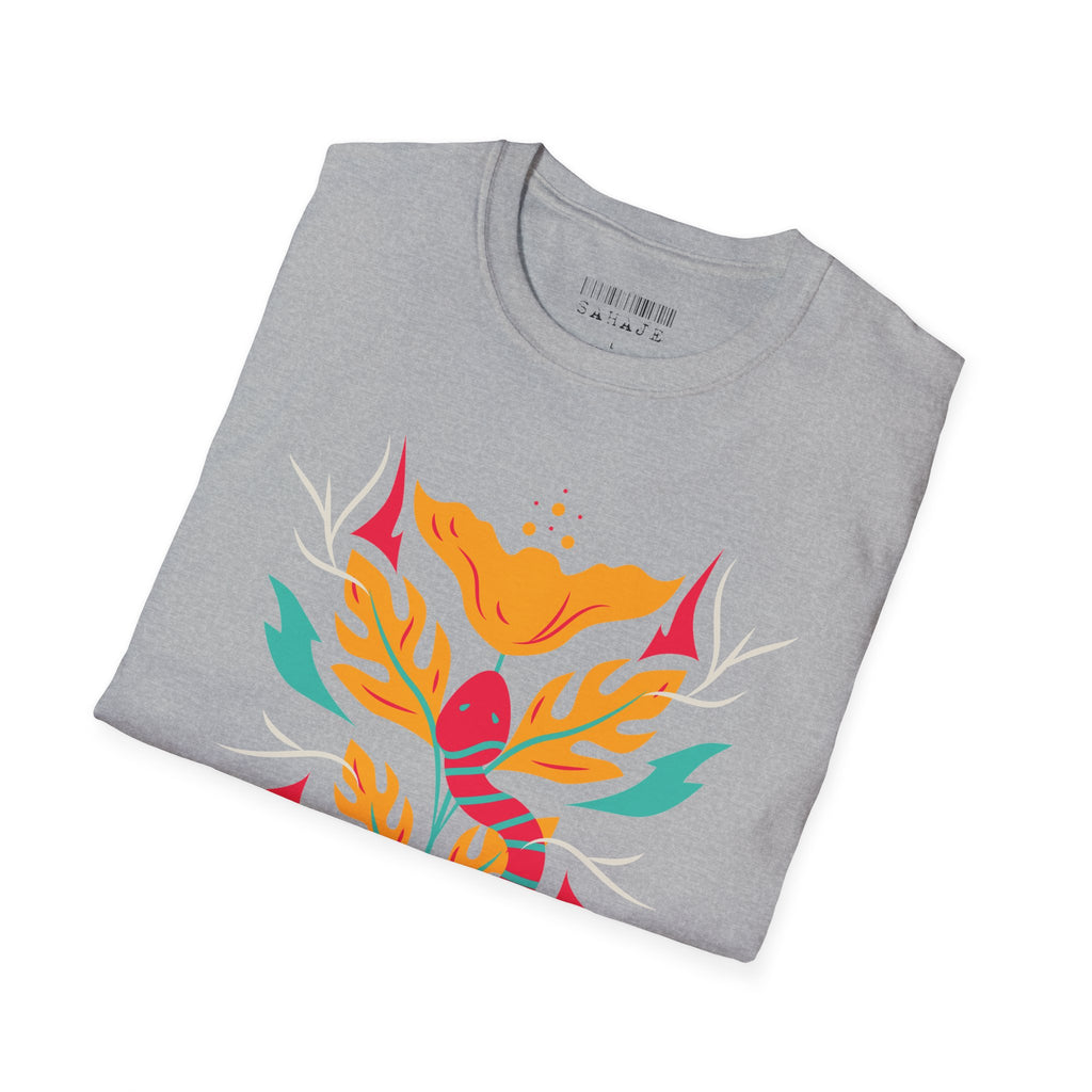 Sahaje Floral Snake Graphic T‑Shirt — Colorful Botanical Serpent Tee