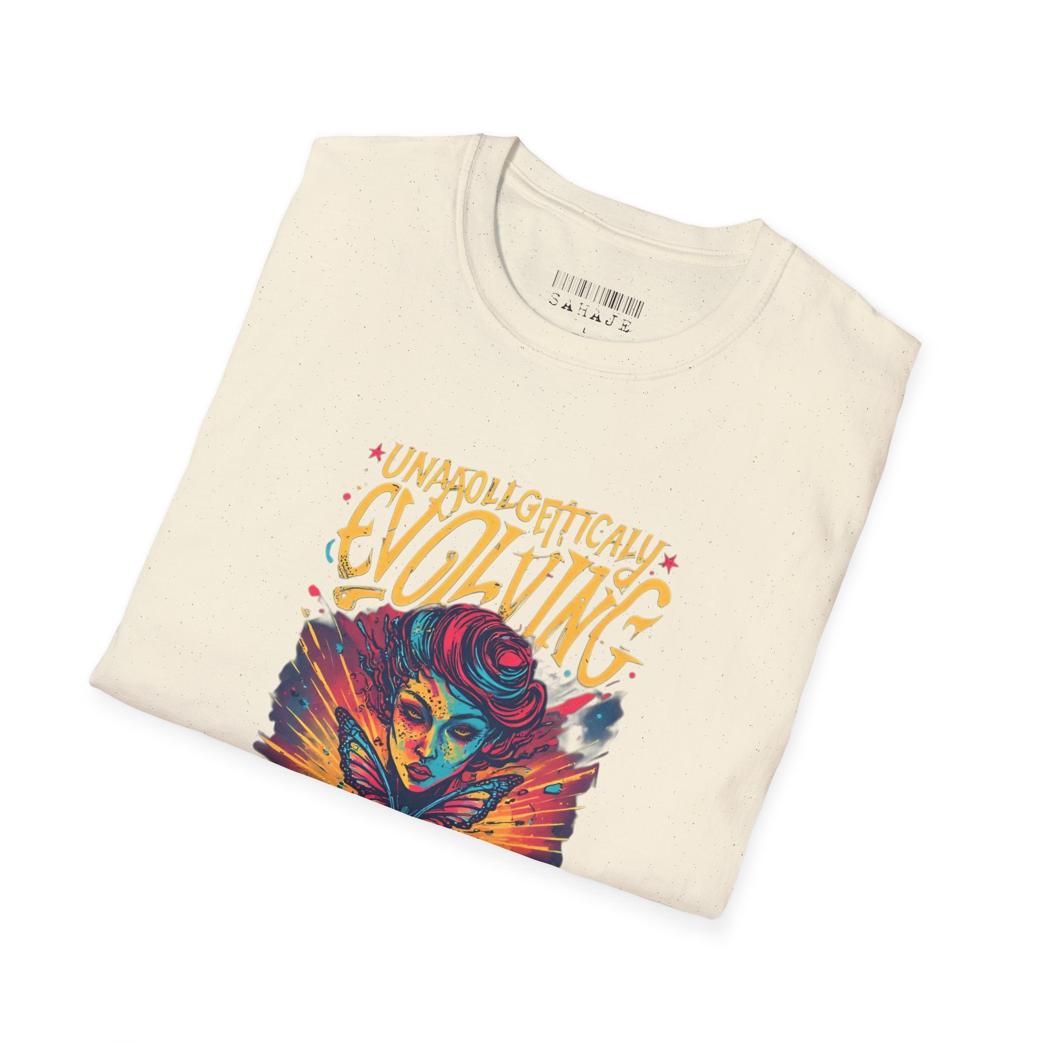 Unapologetically Evolving T-Shirt — Vibrant Butterfly Woman Graphic Tee