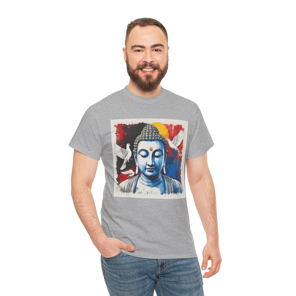 Buddha Peace Tee — Colorful Buddha & Doves Graphic T-Shirt
