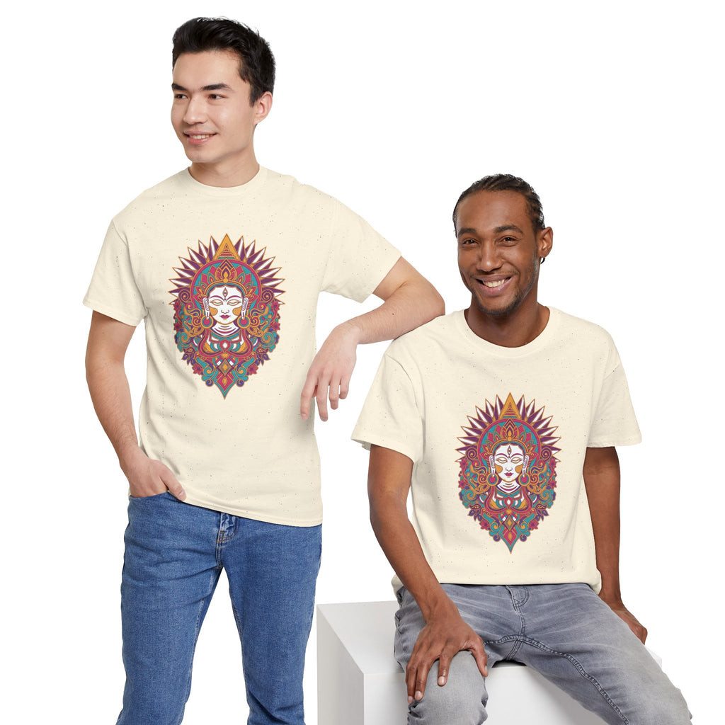 Spiritual Goddess Sun Mandala Tee — Colorful Boho Yoga T‑Shirt