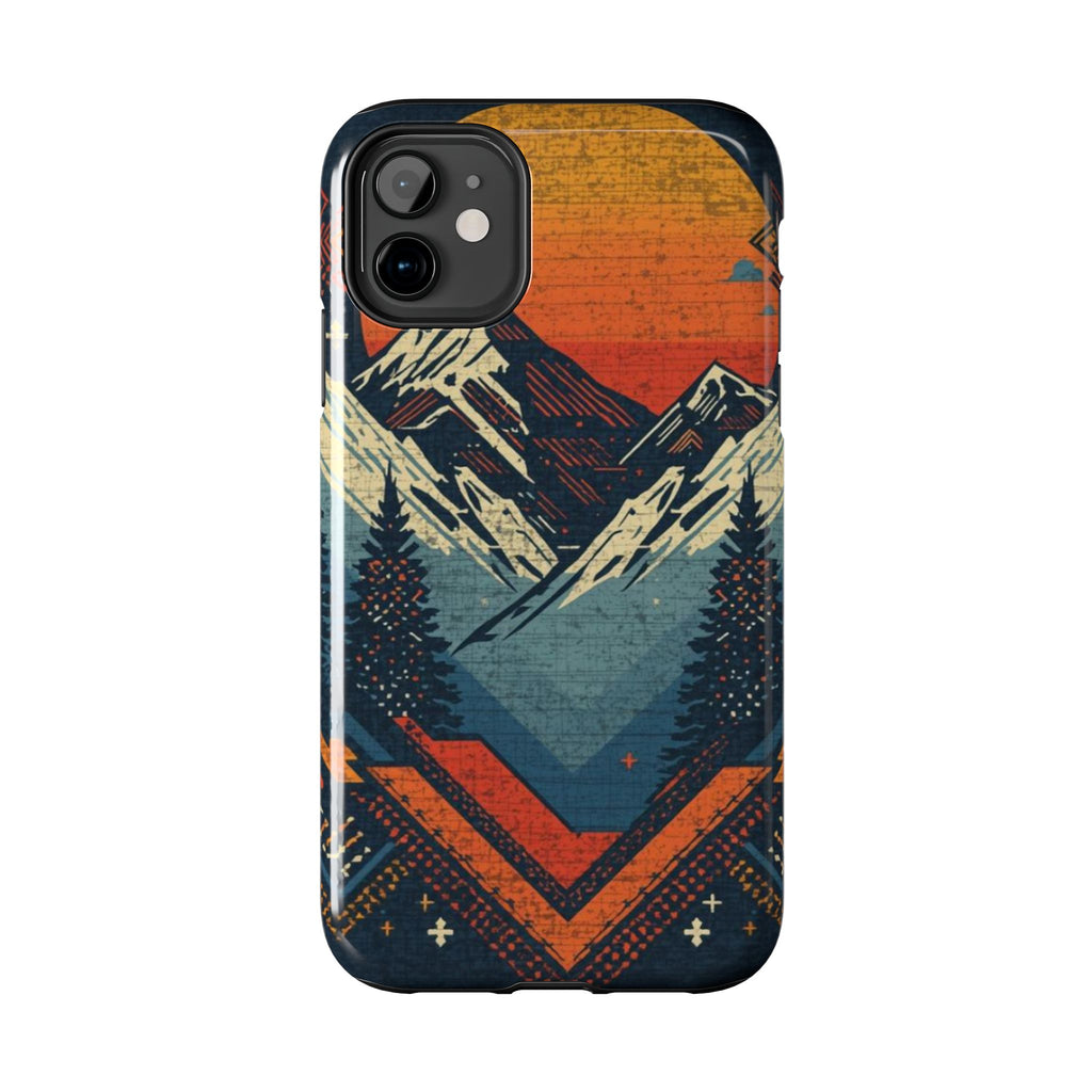 Tough Phone Case — Retro Mountain Sunset Design