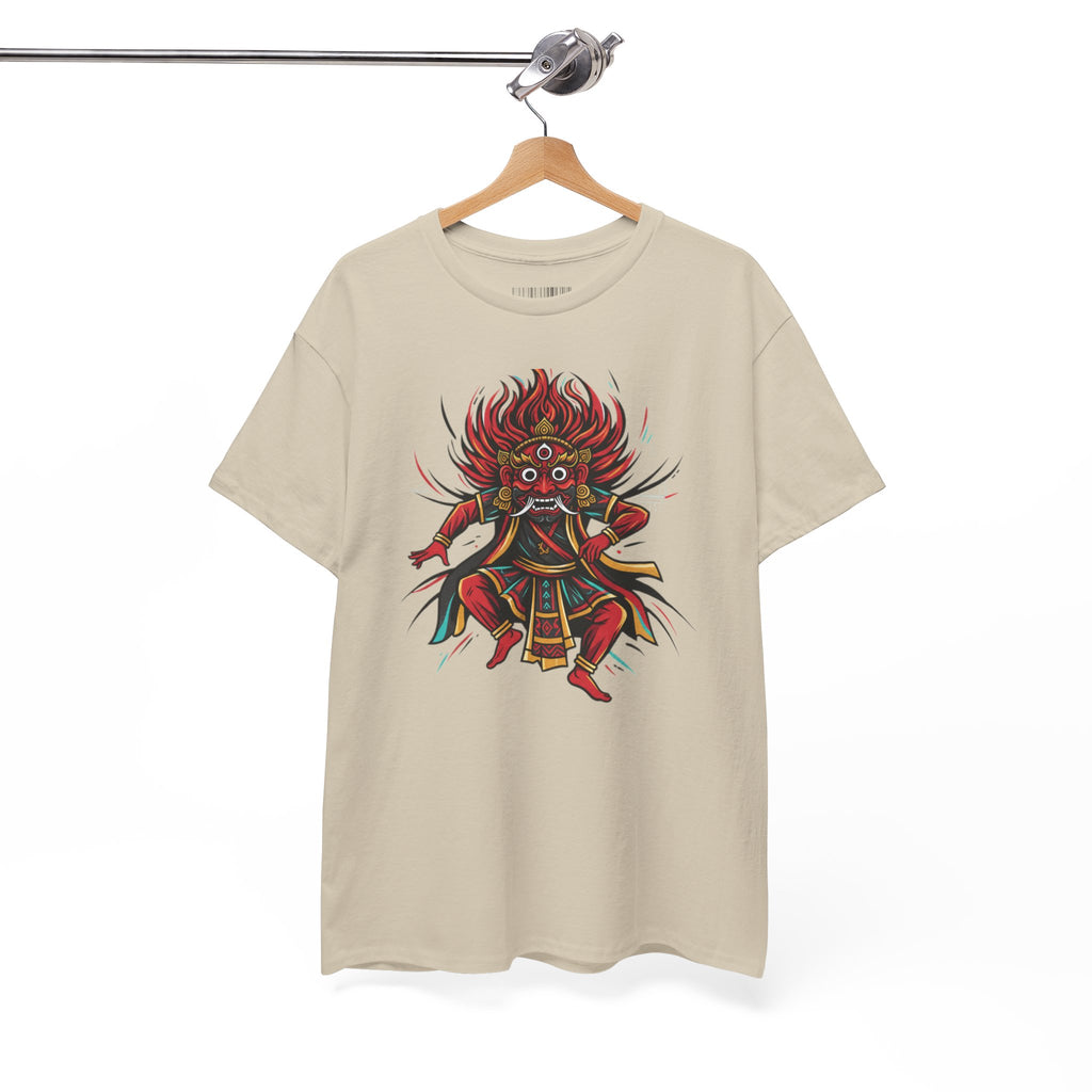 T-Shirt — Fierce Red Oni Demon Graphic Tee (Mythic Japanese Mask Design)