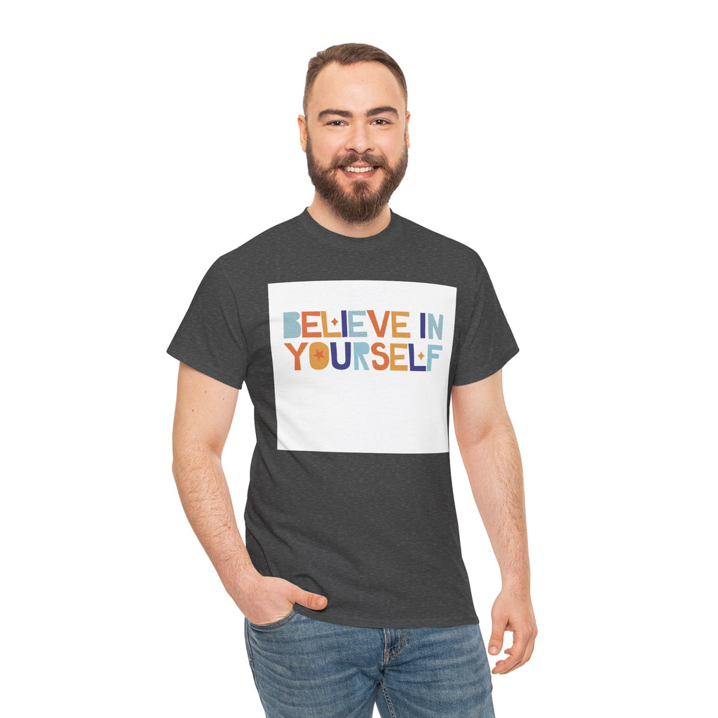 T-Shirt — "Believe in Yourself" Colorful Retro Motivational Tee