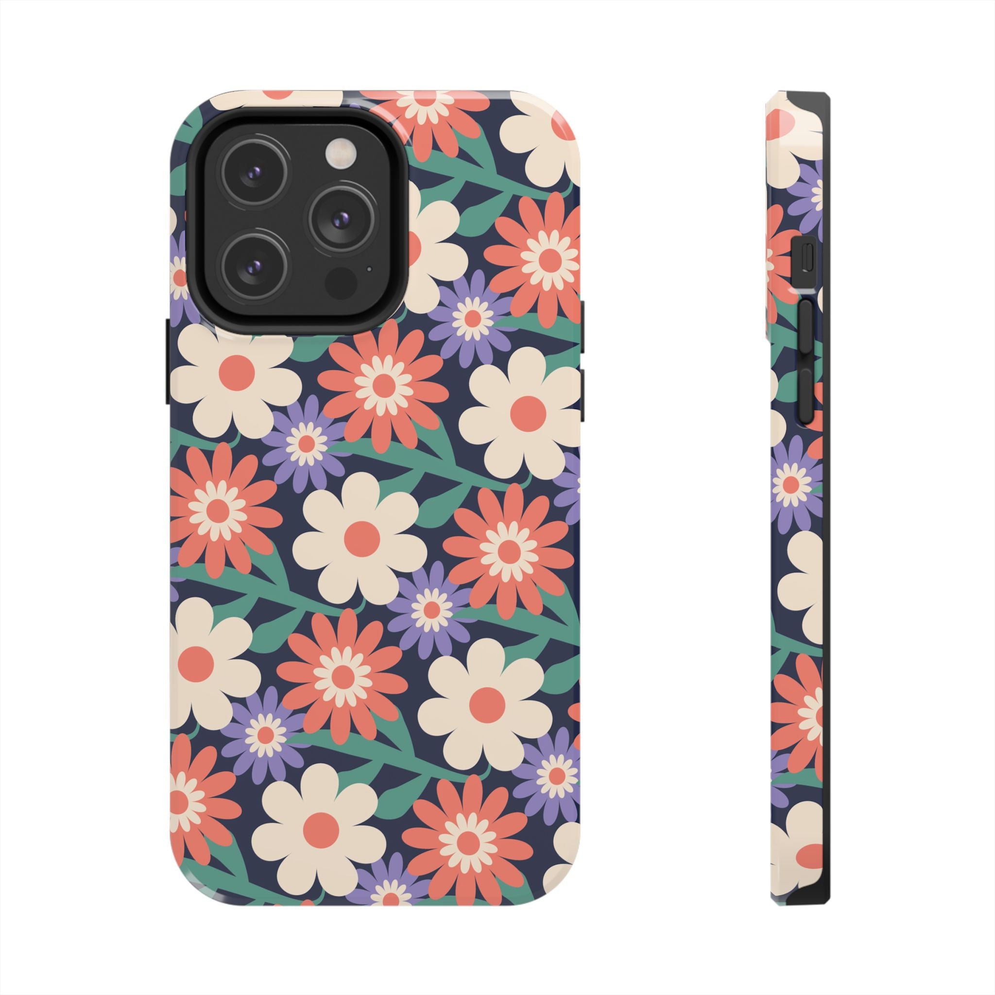 Floral Tough Phone Case — Retro Daisies Protective Phone Cover