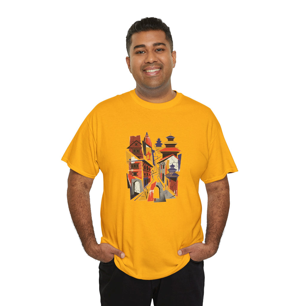 Cityscape Abstract Tee — Colorful Urban Architecture Graphic T‑Shirt