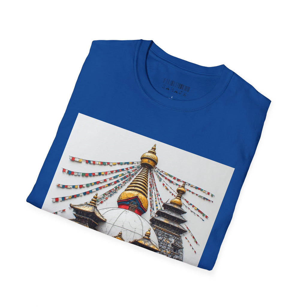 Nepal Temple Graphic T-Shirt — Boudhanath Stupa Prayer Flags Travel Tee