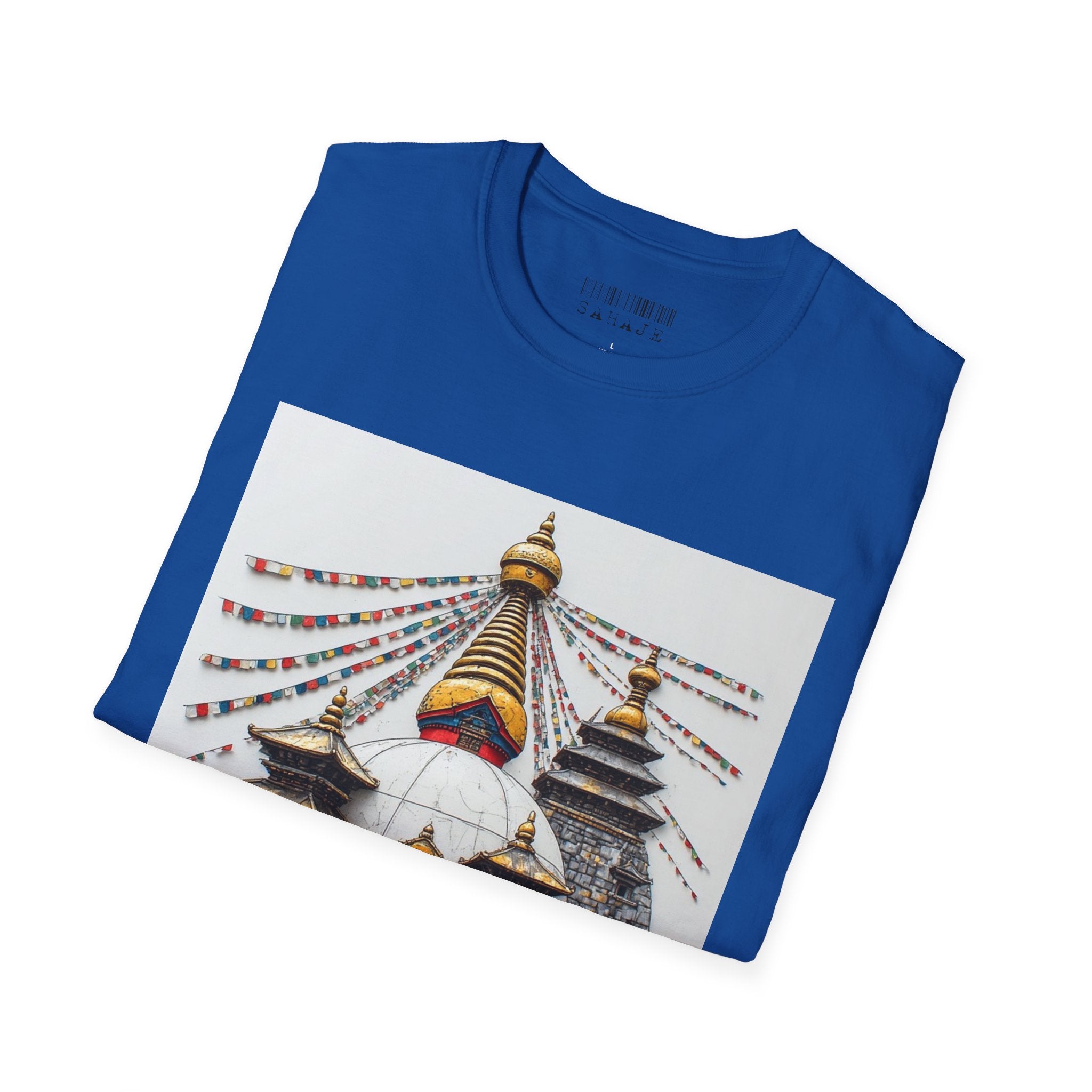 Nepal Temple Graphic T-Shirt — Boudhanath Stupa Prayer Flags Travel Tee