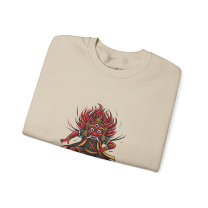 Crewneck Sweatshirt — Red Demon Guardian Graphic