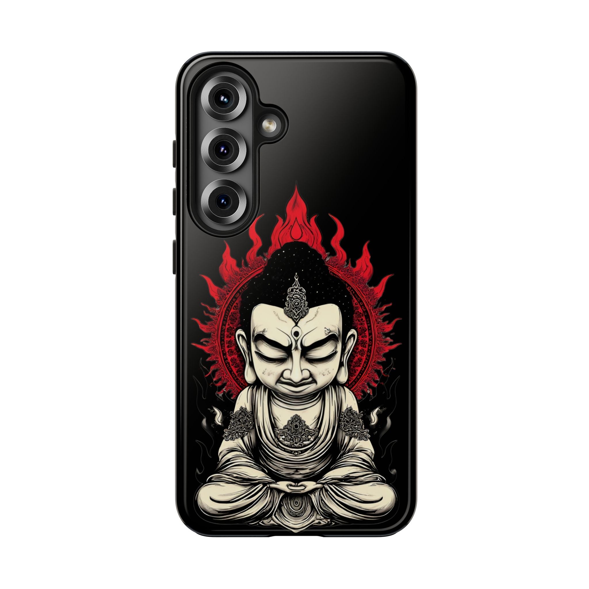 Meditative Buddha Tough Phone Case — Red Flame Zen Protection