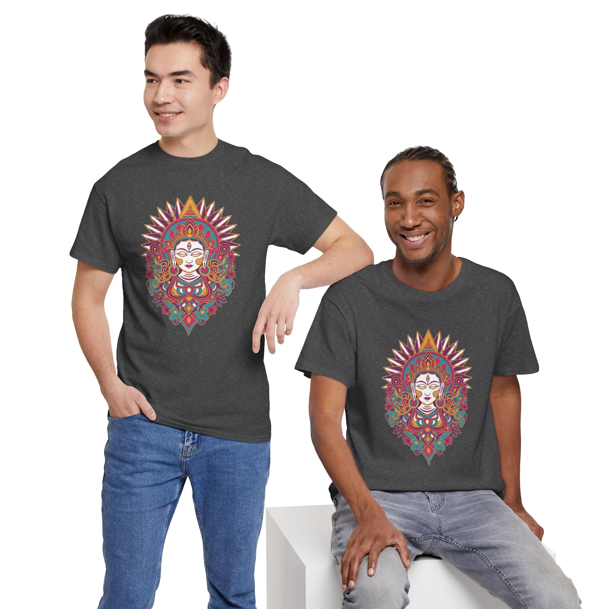 Spiritual Goddess Sun Mandala Tee — Colorful Boho Yoga T‑Shirt