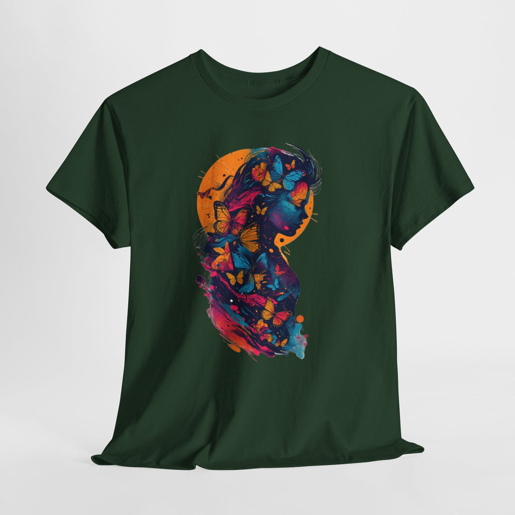 Butterfly Silhouette Graphic Tee — Colorful Maternity Profile Design