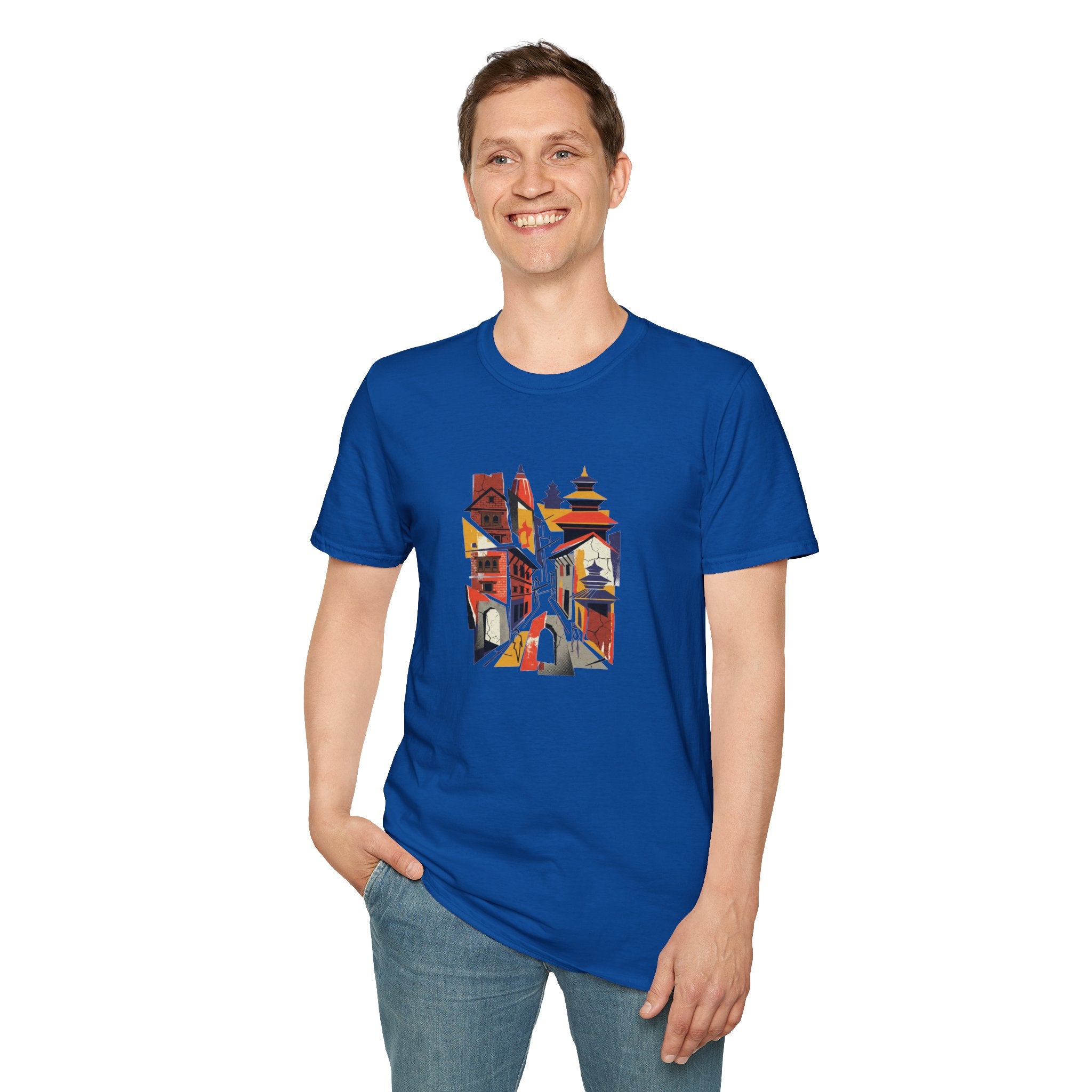 Cityscape Art Tee — Abstract Urban Alley Illustration T-Shirt