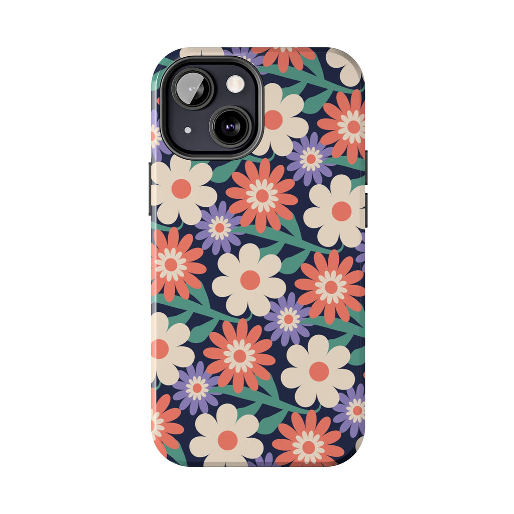 Floral Tough Phone Case — Retro Daisies Protective Phone Cover