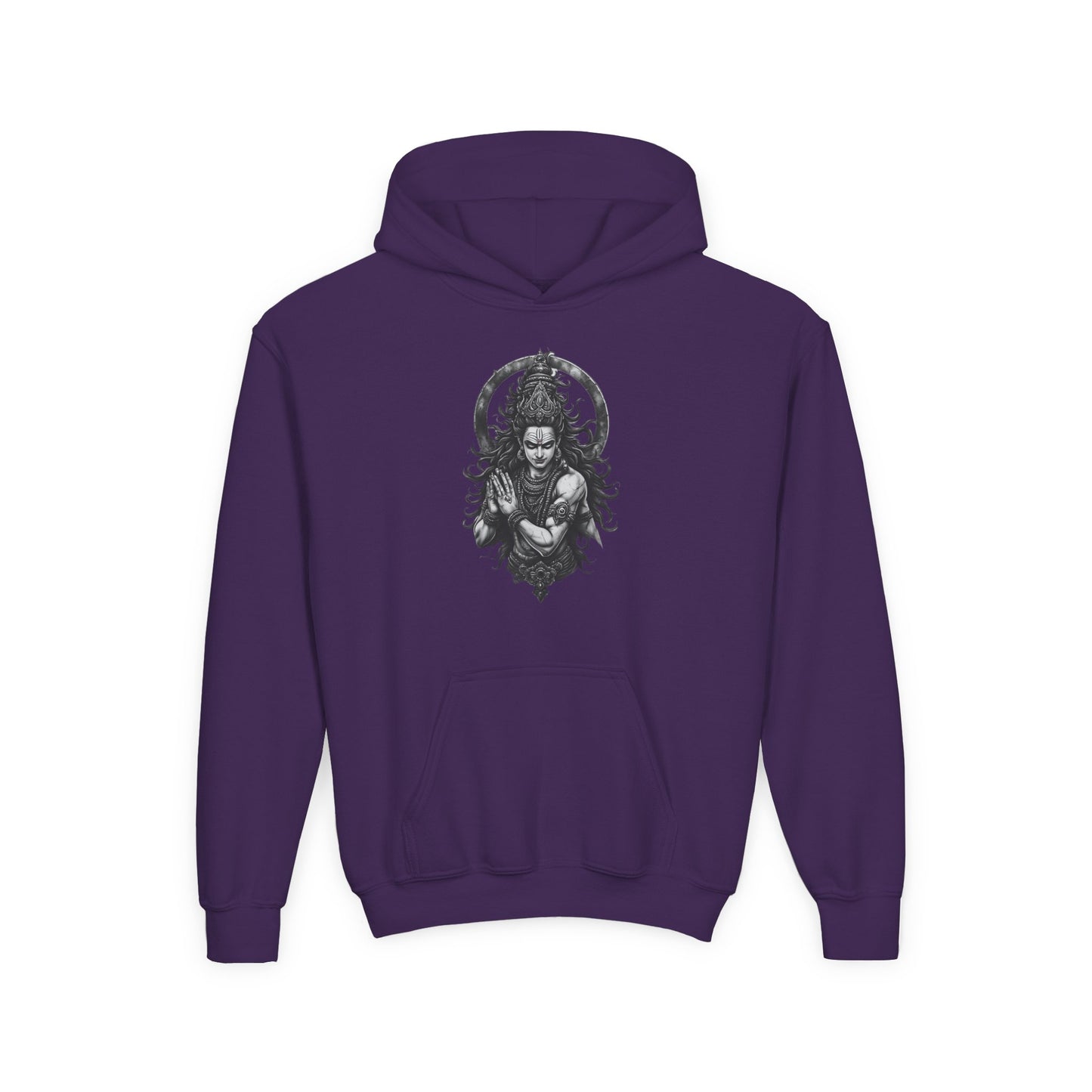 Youth Hoodie with Gothic Goddess Skull Art — Dark Fantasy Graphic Pullover
