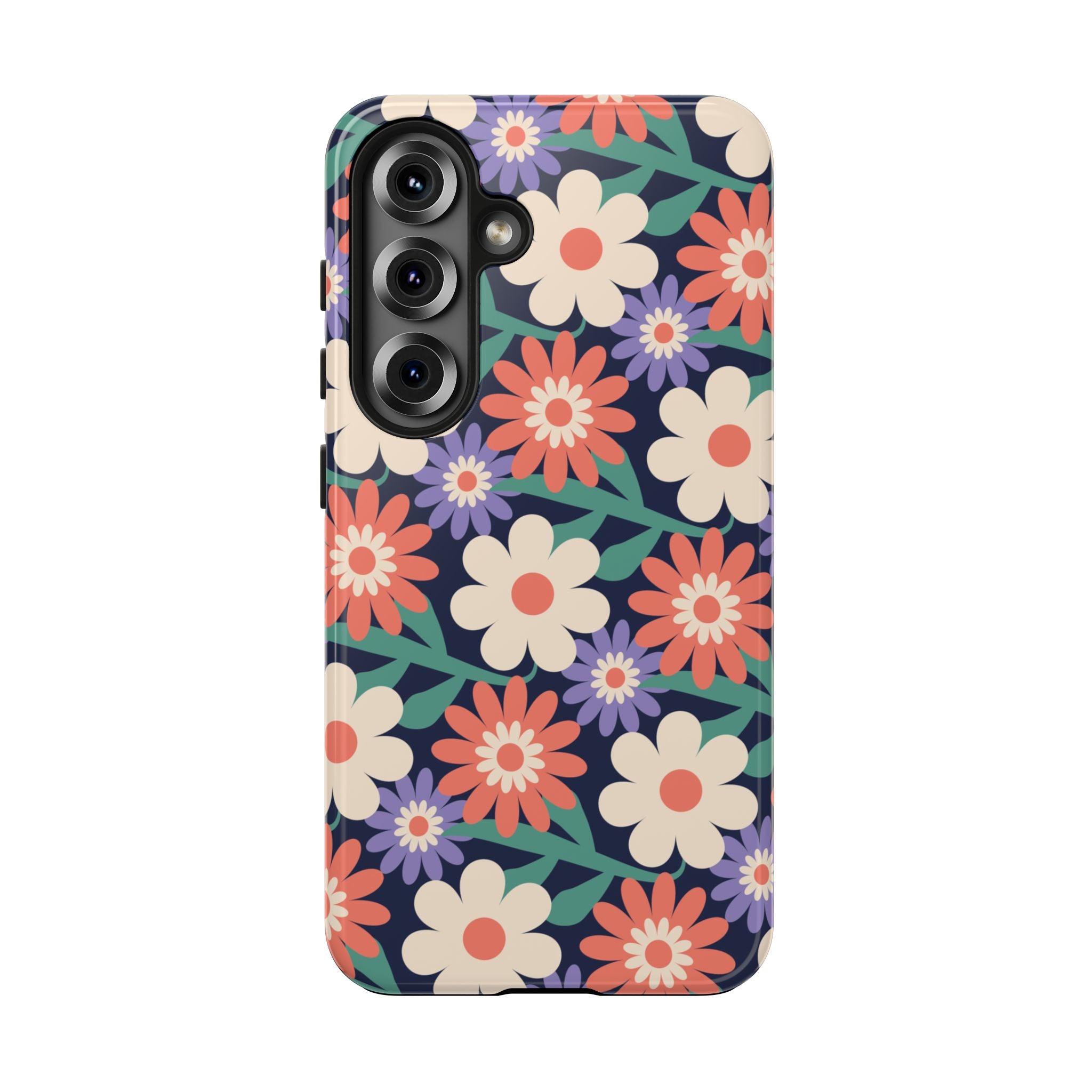 Floral Tough Phone Case — Retro Daisies Protective Phone Cover