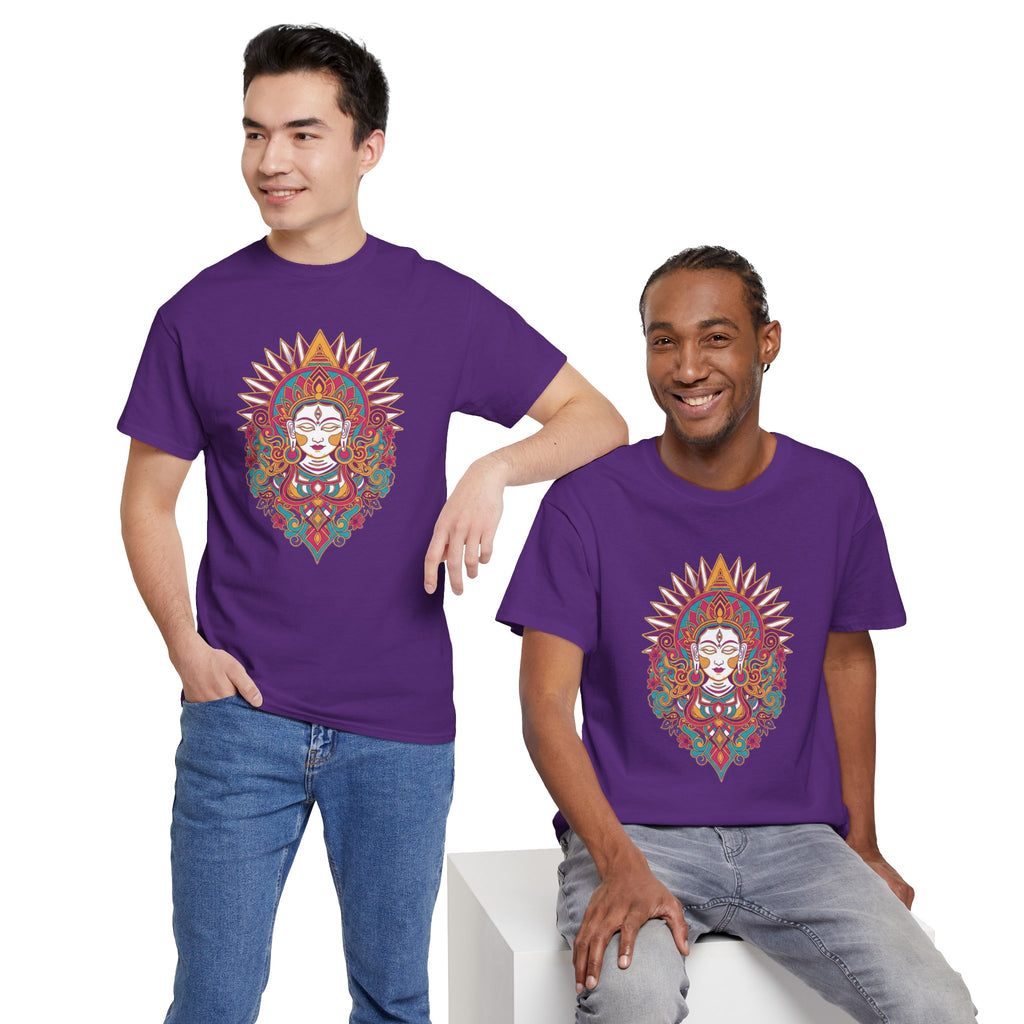 Spiritual Goddess Sun Mandala Tee — Colorful Boho Yoga T‑Shirt
