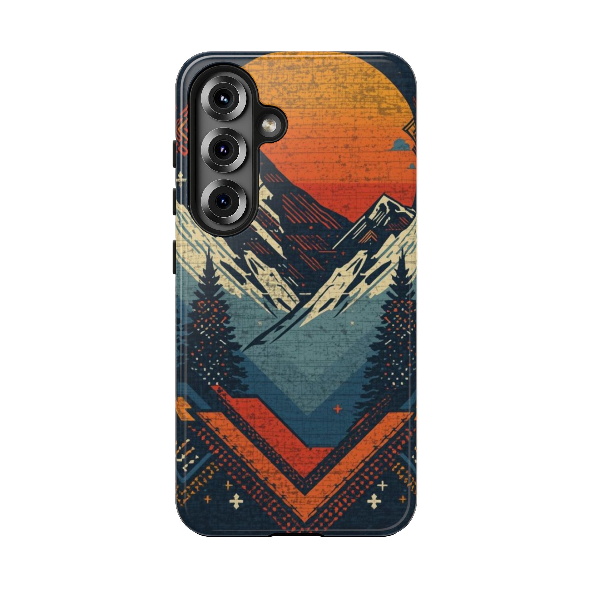 Tough Phone Case — Retro Mountain Sunset Design