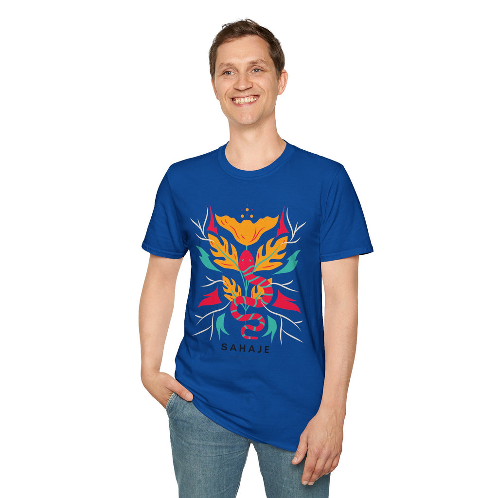 Sahaje Floral Snake Graphic T‑Shirt — Colorful Botanical Serpent Tee