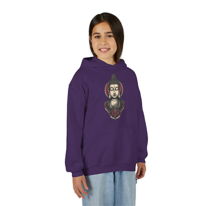 Buddha Head Youth Hoodie — Vintage Lotus Meditation Sweatshirt