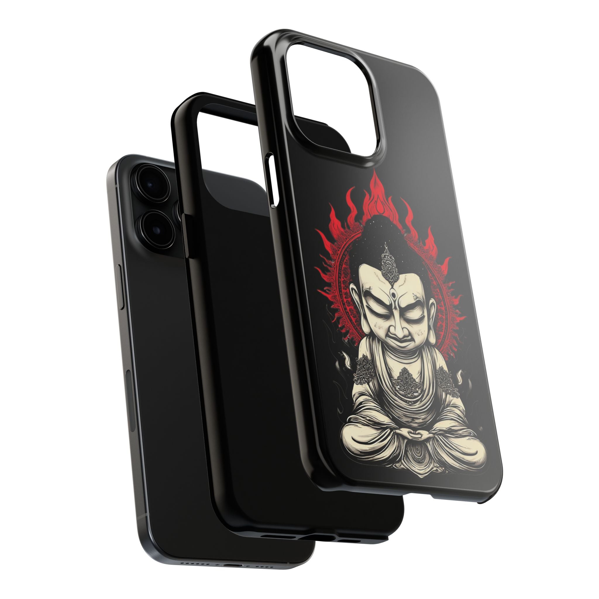 Meditative Buddha Tough Phone Case — Red Flame Zen Protection