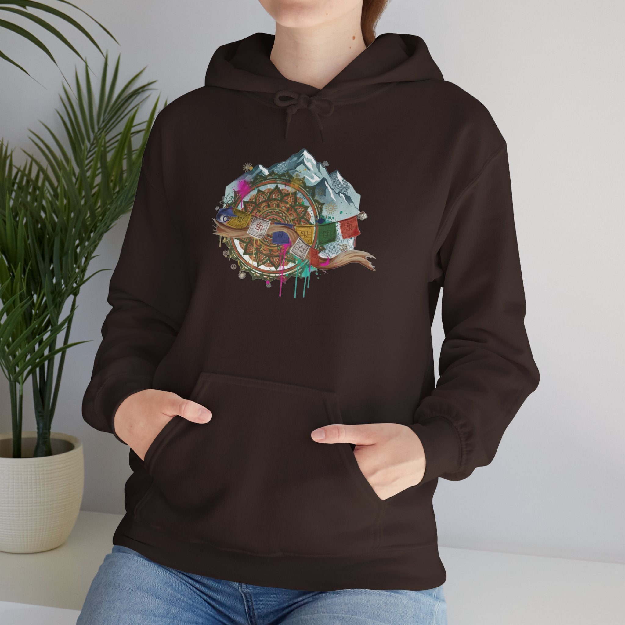 Adventure Landscape Hoodie — Cozy Mountain & Cabin Graphic Sweatshirt