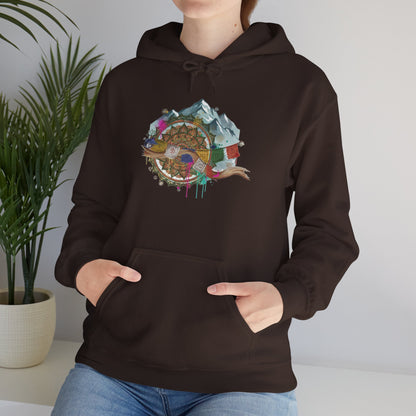 Adventure Landscape Hoodie — Cozy Mountain & Cabin Graphic Sweatshirt